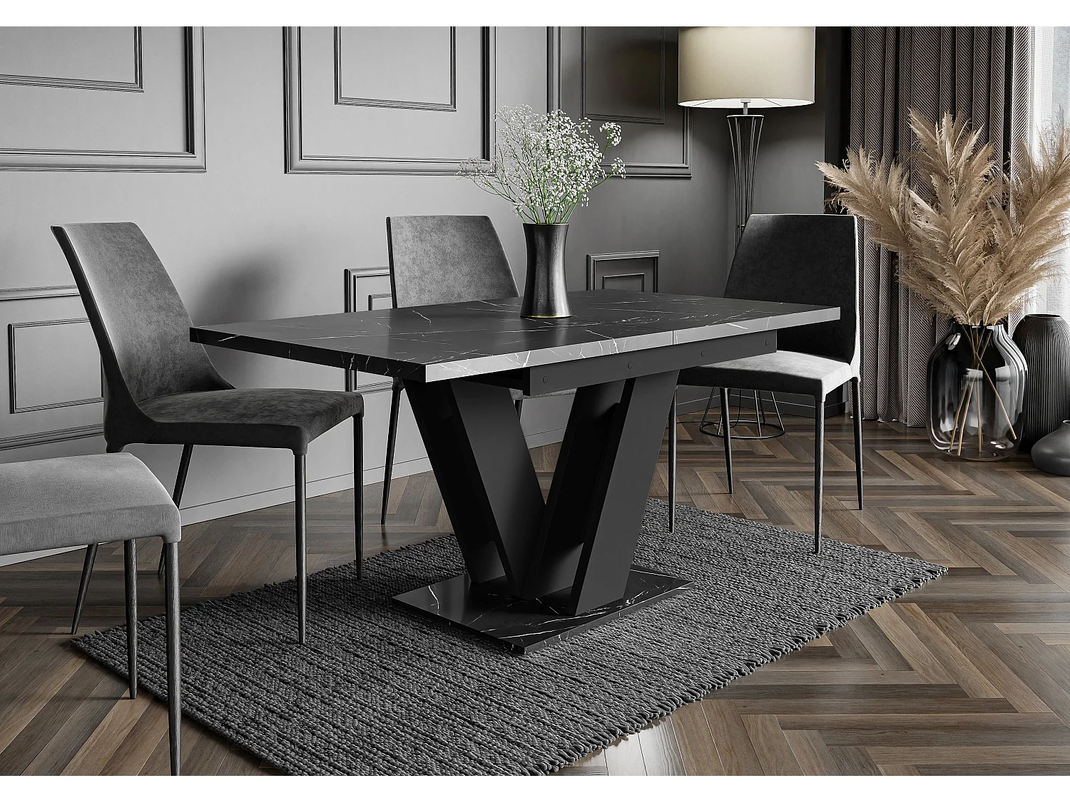 Malvi stół czarny marmur czarny