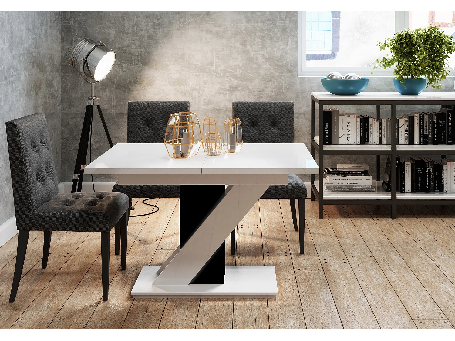 Mavea stół biały połysk czarny połysk