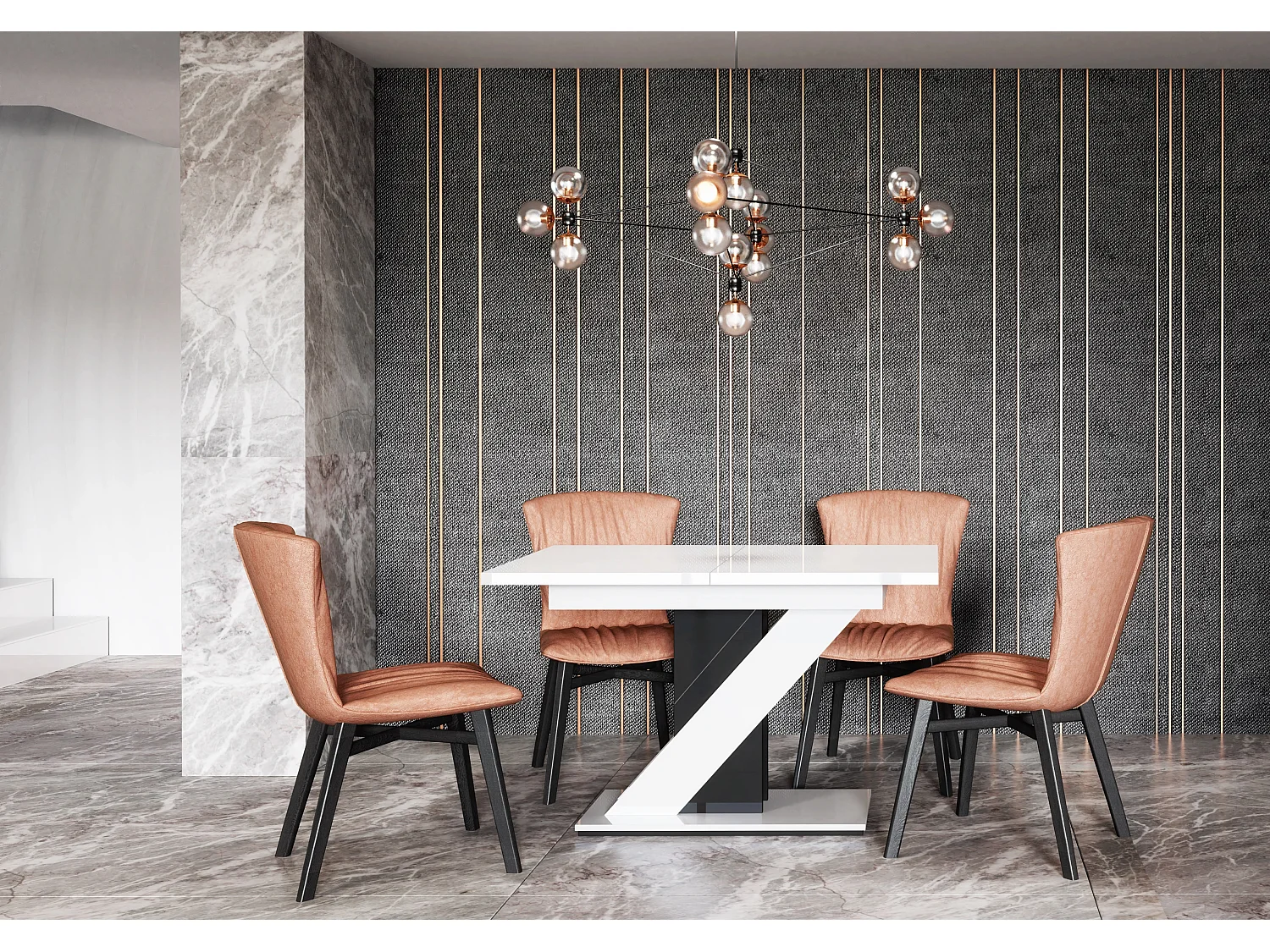 Mavea stół biały połysk czarny połysk