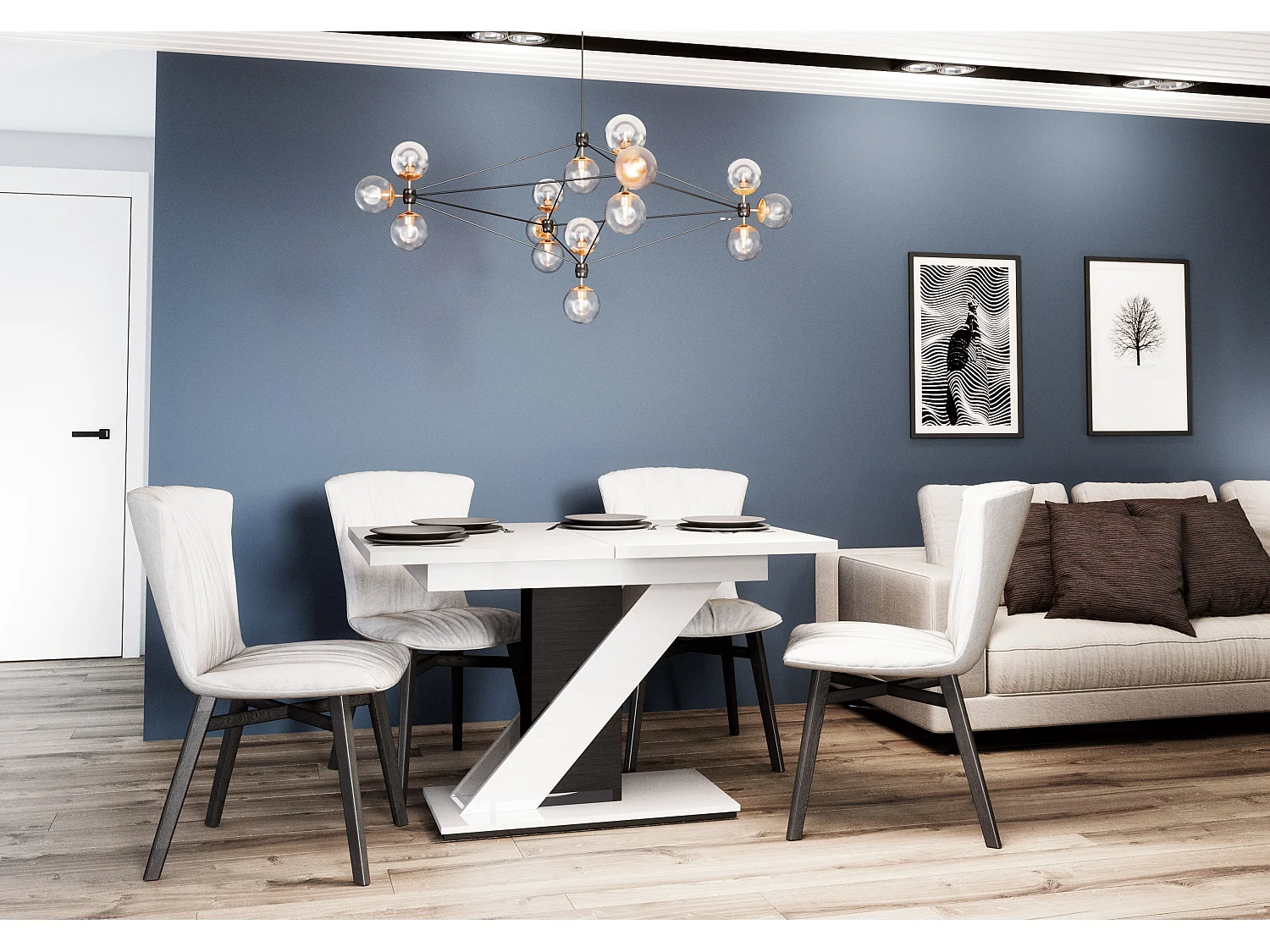 Mavea stół biały połysk czarny połysk