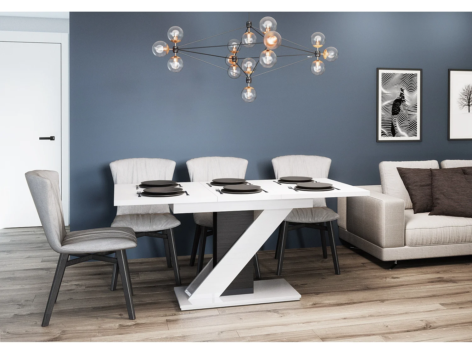 Mavea stół biały połysk czarny połysk