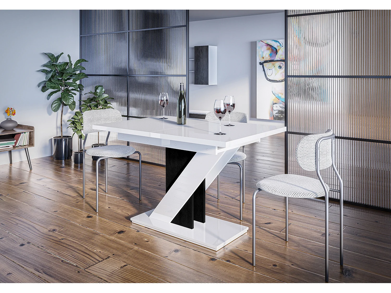 Mavea stół biały połysk czarny połysk