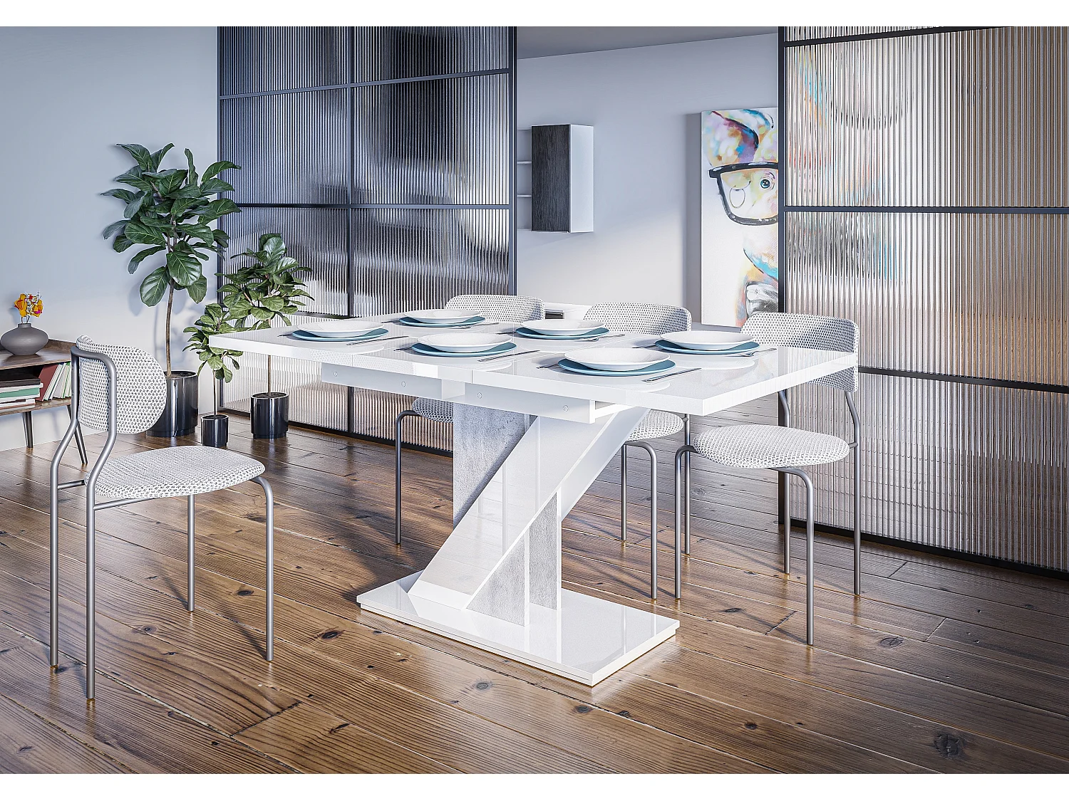 Mavea stół biały połysk beton