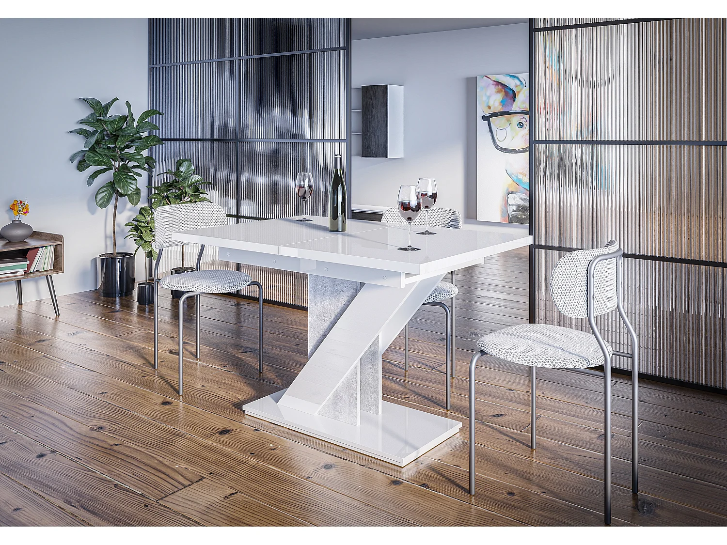 Mavea stół biały połysk beton