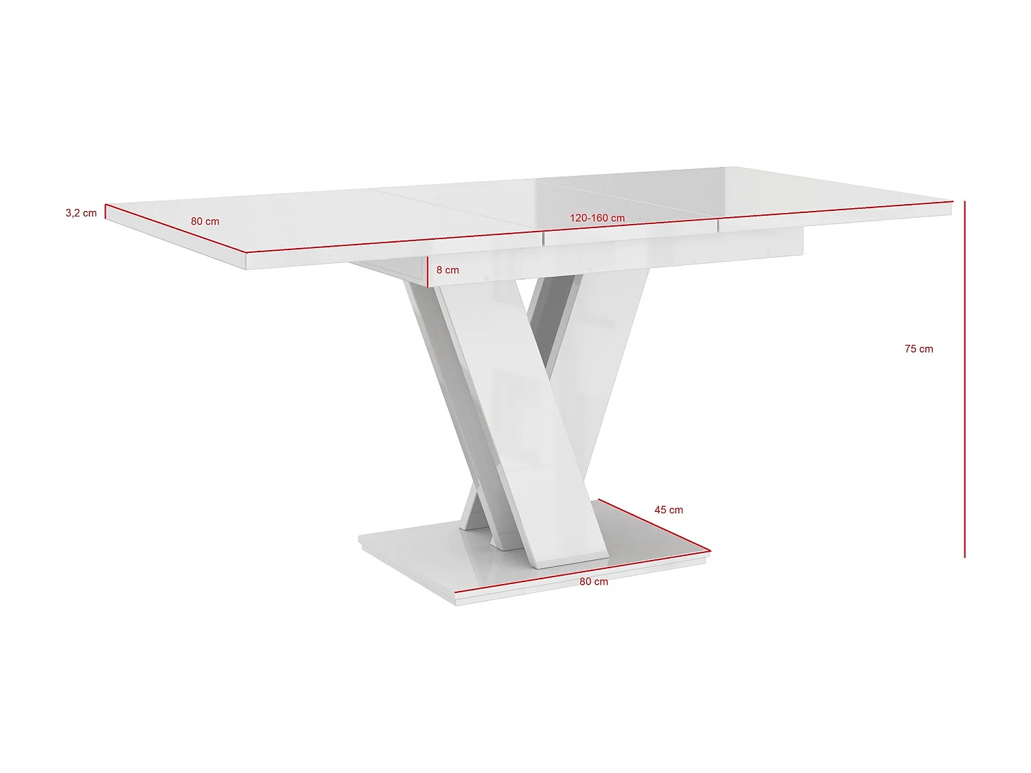 Malvi stół beton biały połysk