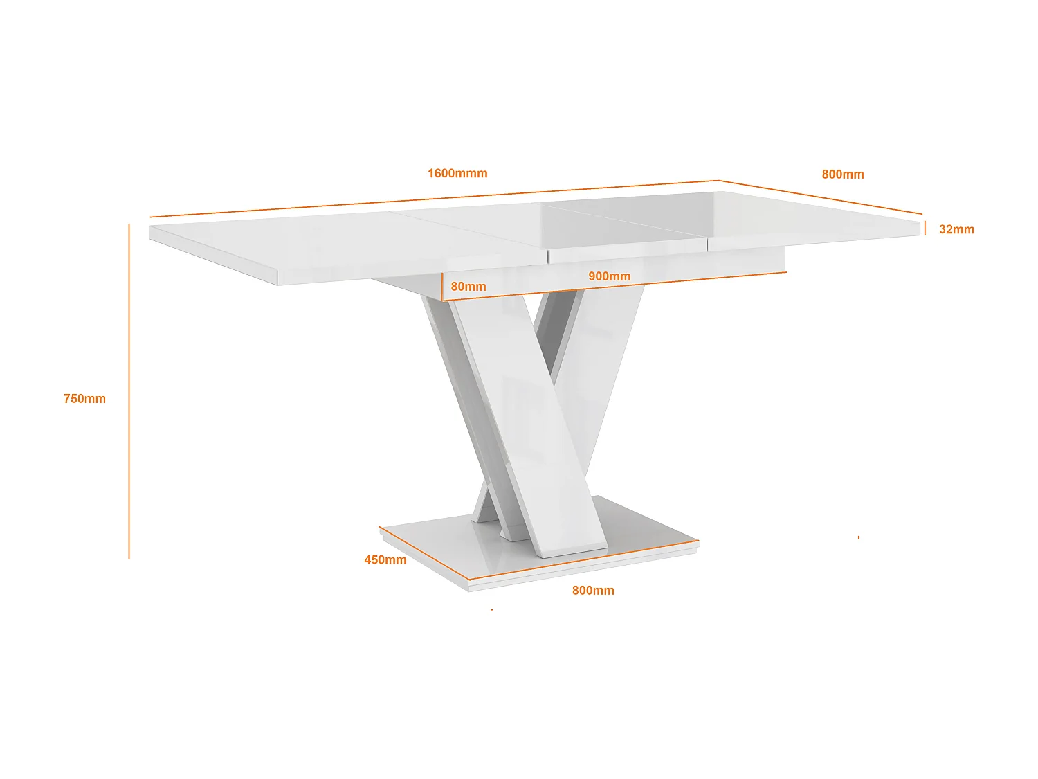 Malvi stół biały połysk