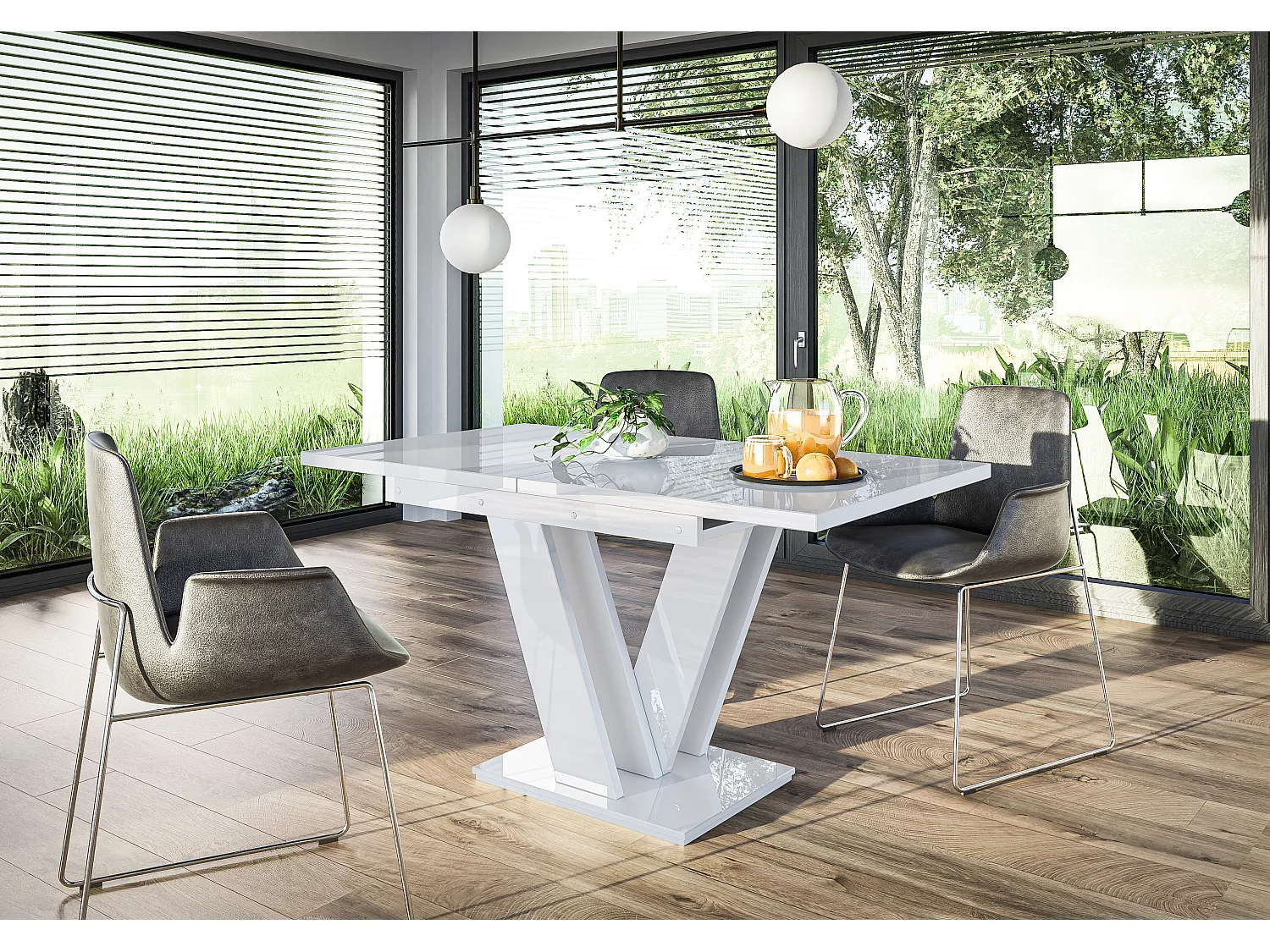 Malvi stół biały połysk