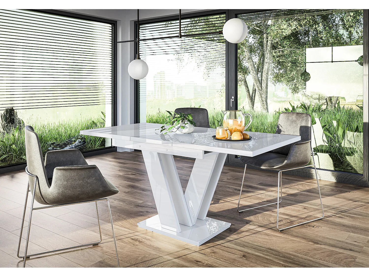 Malvi stół biały połysk