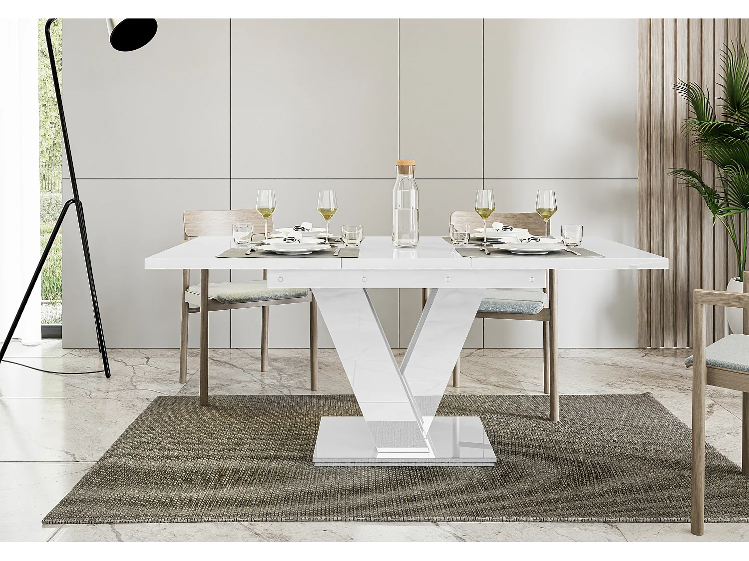 Malvi stół biały połysk