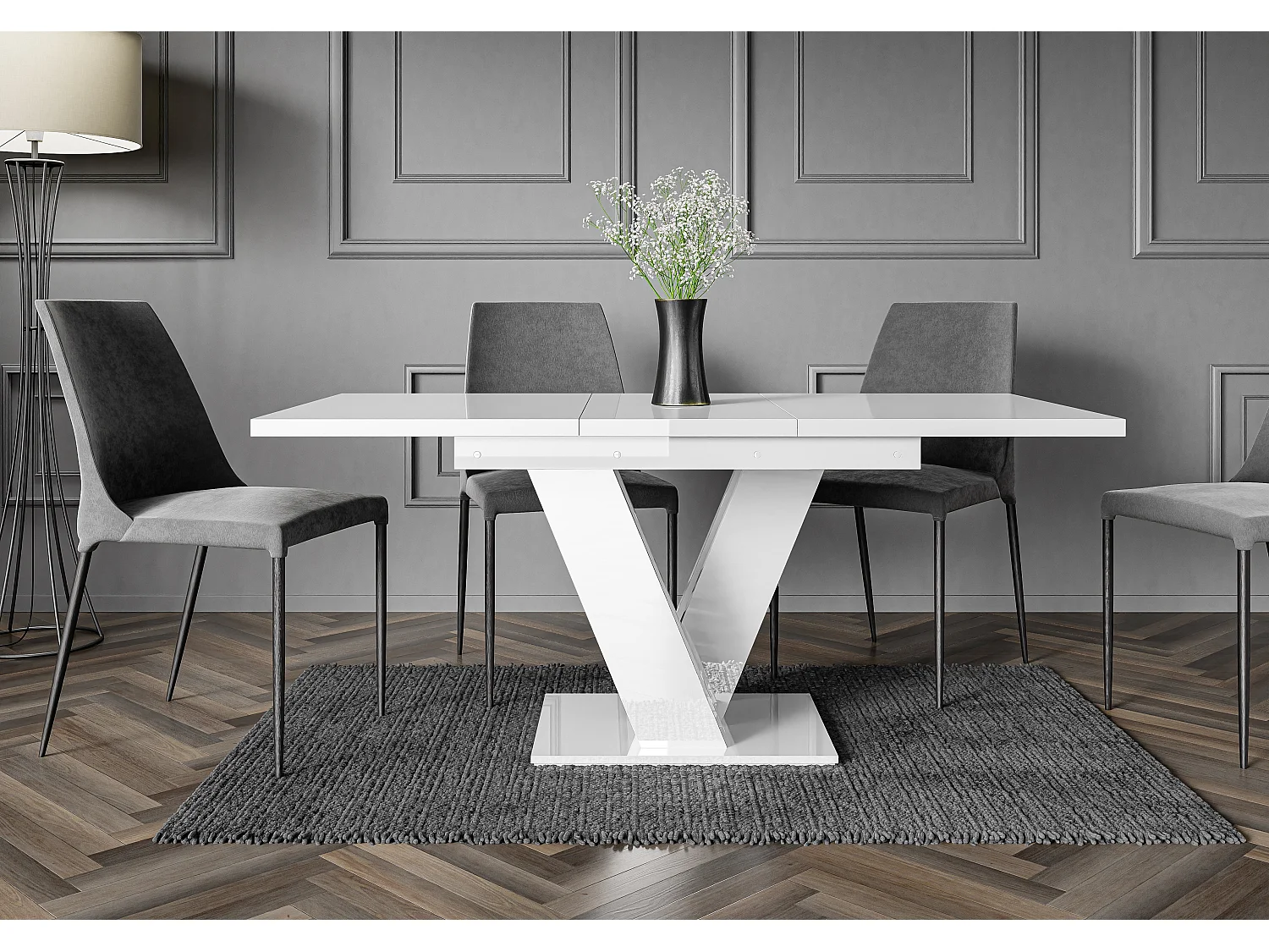 Malvi stół biały połysk