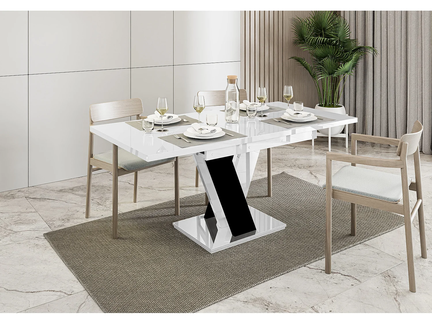 Malvi stół biały połysk czarny połysk