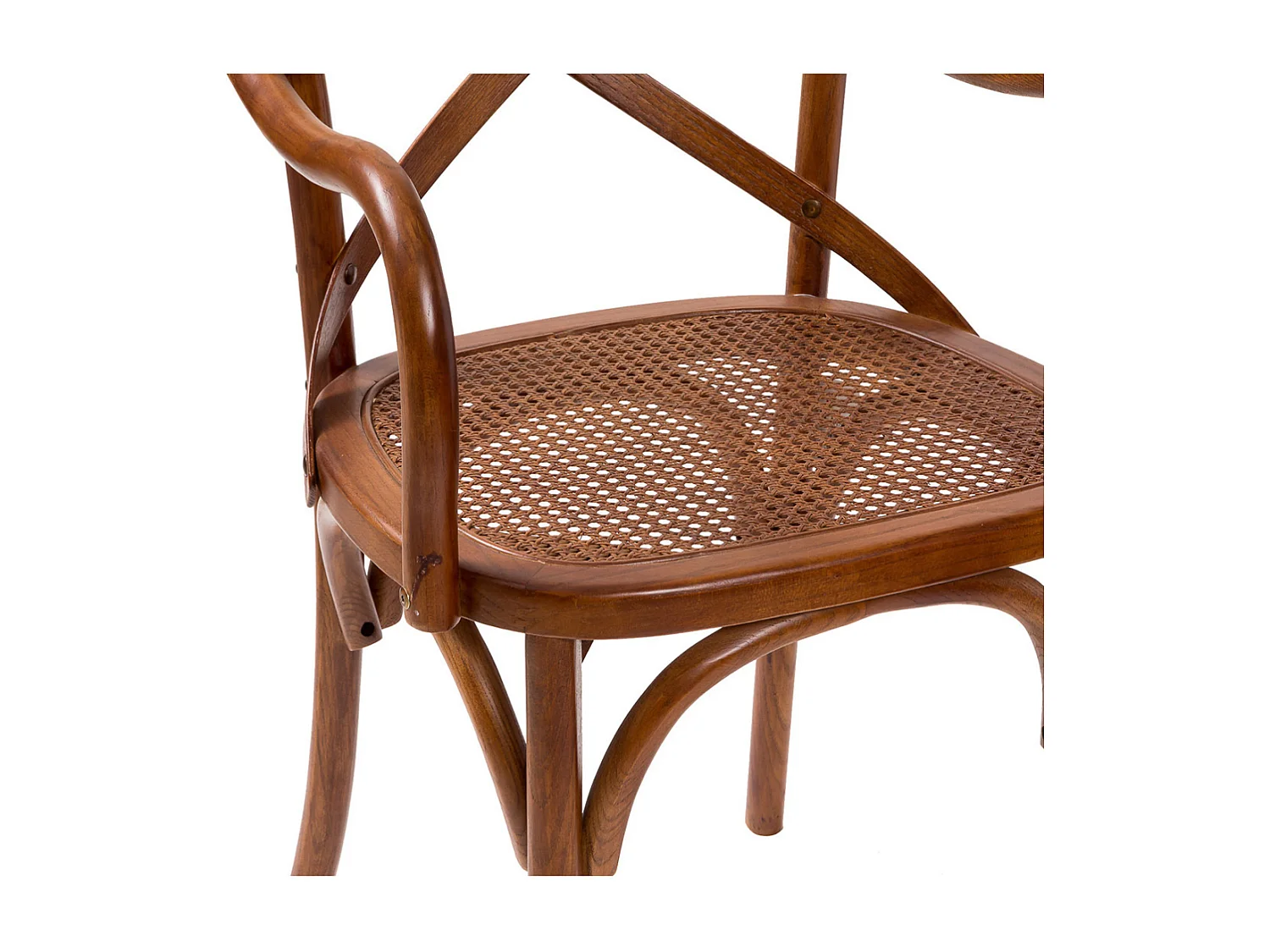 BISCOTTINI Fauteuil Bistrot en Canne de Vienne - Fauteuil Finition Noyer Antique - Chaise avec Assise en Canne pour Salle à Manger et Cuisine - 50x43x89cm