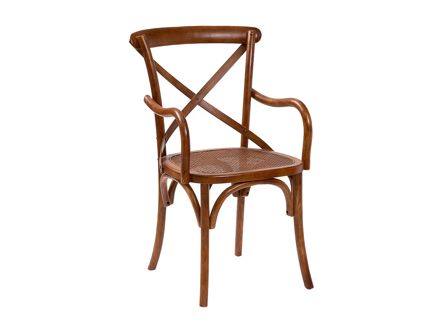 BISCOTTINI Fauteuil Bistrot en Canne de Vienne - Fauteuil Finition Noyer Antique - Chaise avec Assise en Canne pour Salle à Manger et Cuisine - 50x43x89cm