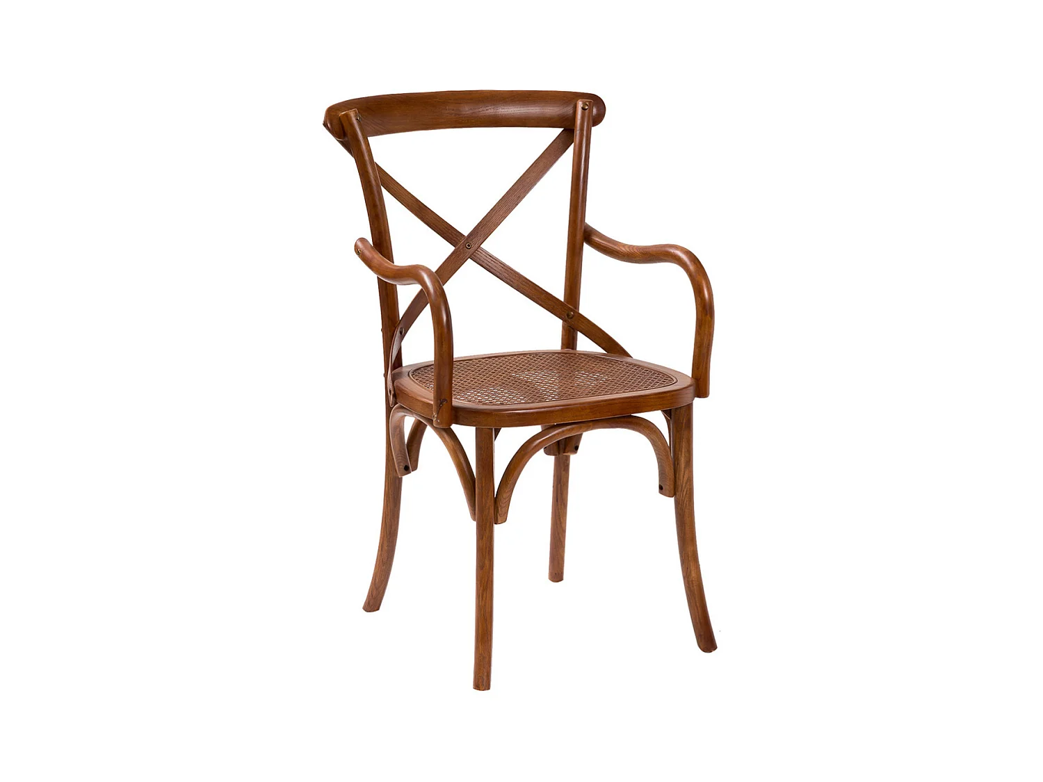BISCOTTINI Fauteuil Bistrot en Canne de Vienne - Fauteuil Finition Noyer Antique - Chaise avec Assise en Canne pour Salle à Manger et Cuisine - 50x43x89cm
