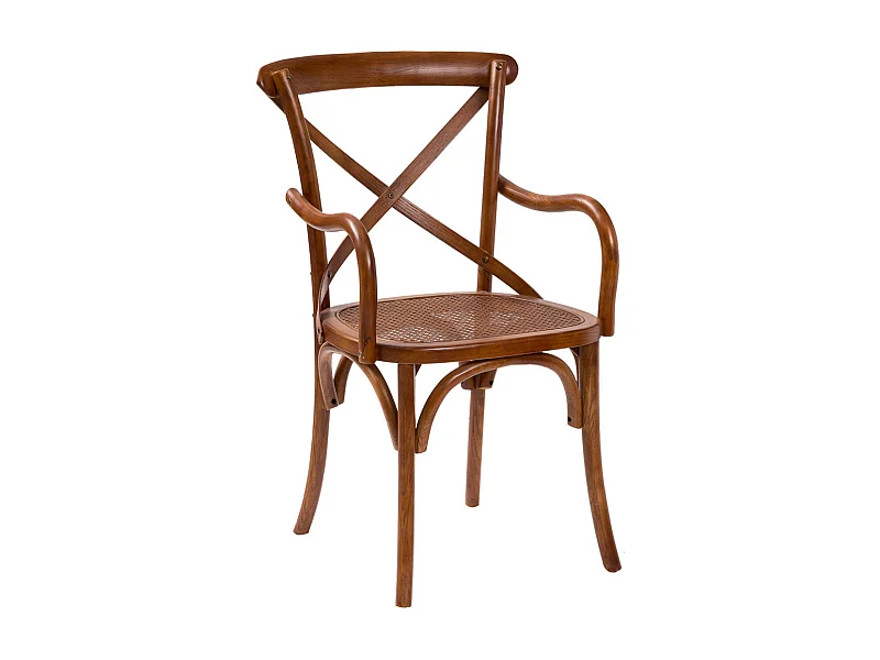 BISCOTTINI Fauteuil Bistrot en Canne de Vienne - Fauteuil Finition Noyer Antique - Chaise avec Assise en Canne pour Salle à Manger et Cuisine - 50x43x89cm