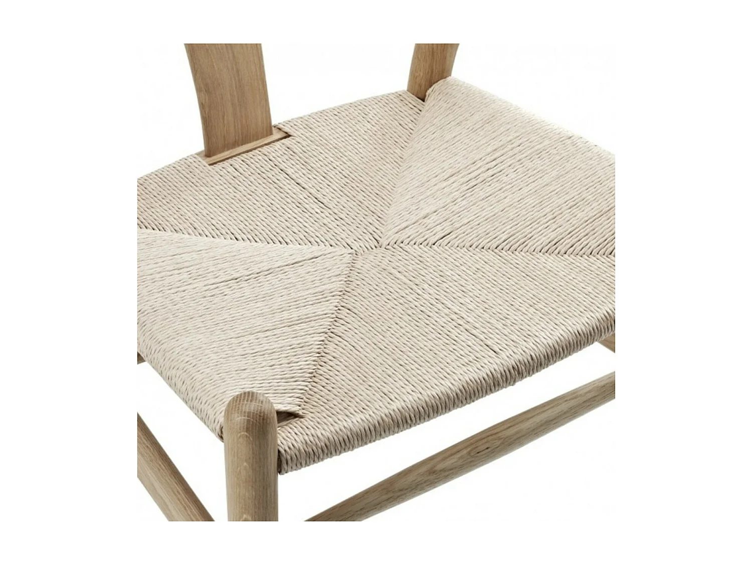 Chaise en frêne naturel et assise en corde en fibre naturelle Ponka