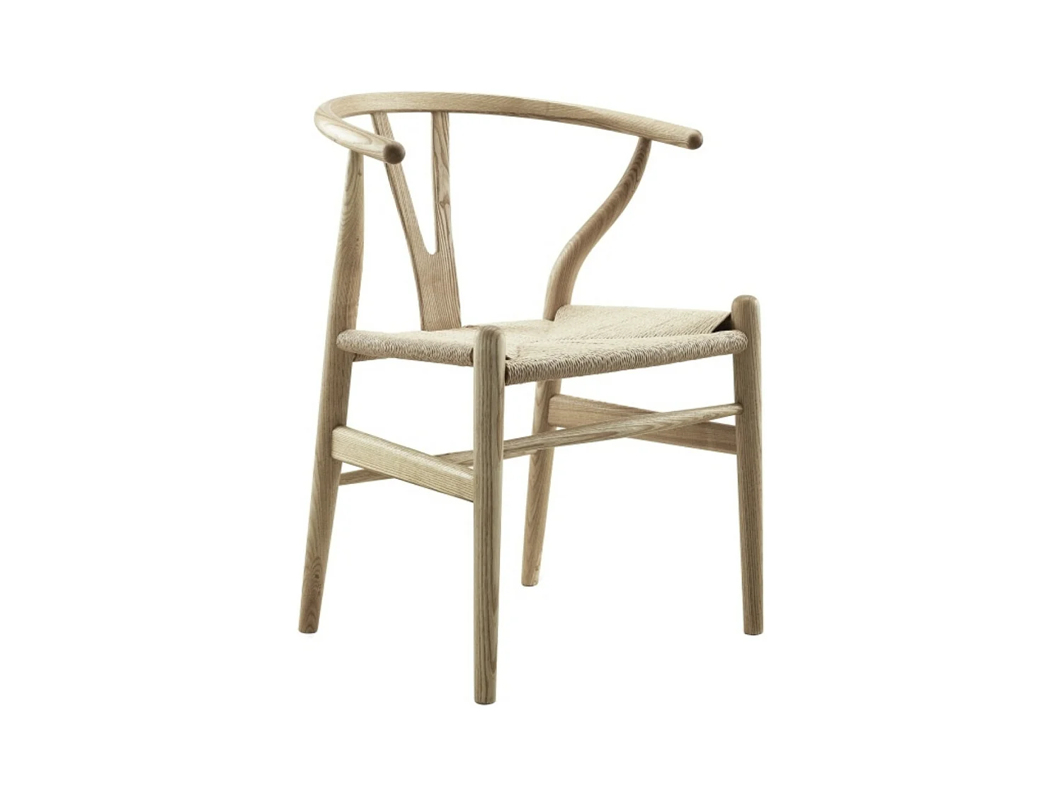 Chaise en frêne naturel et assise en corde en fibre naturelle Ponka