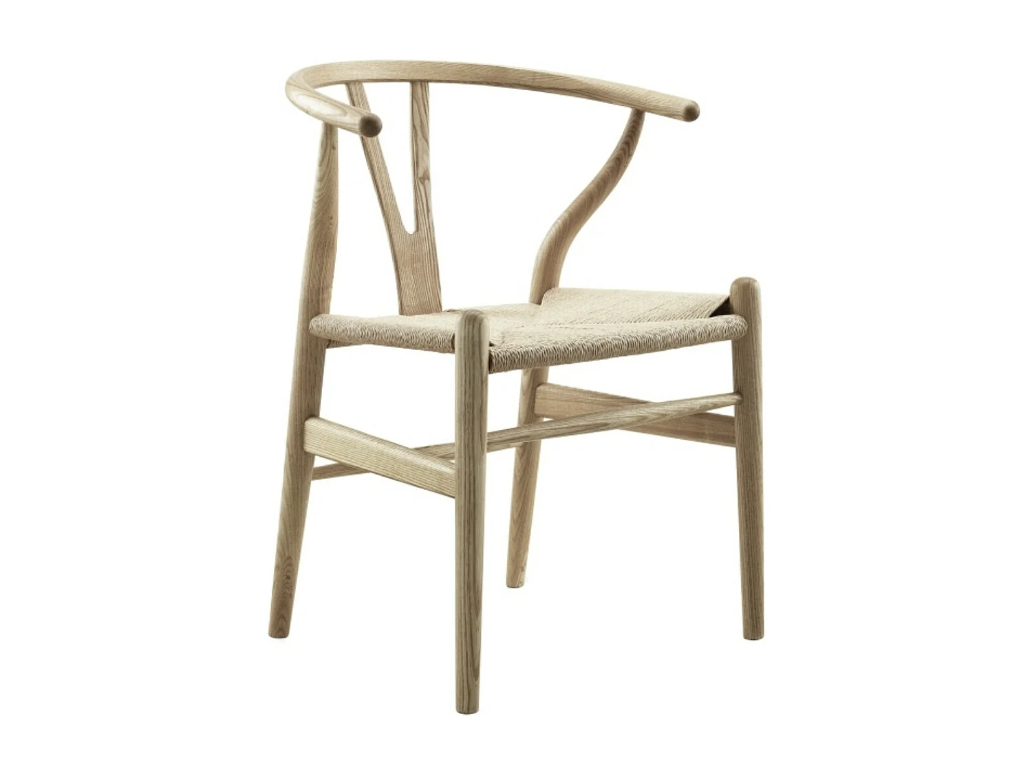 Chaise en frêne naturel et assise en corde en fibre naturelle Ponka