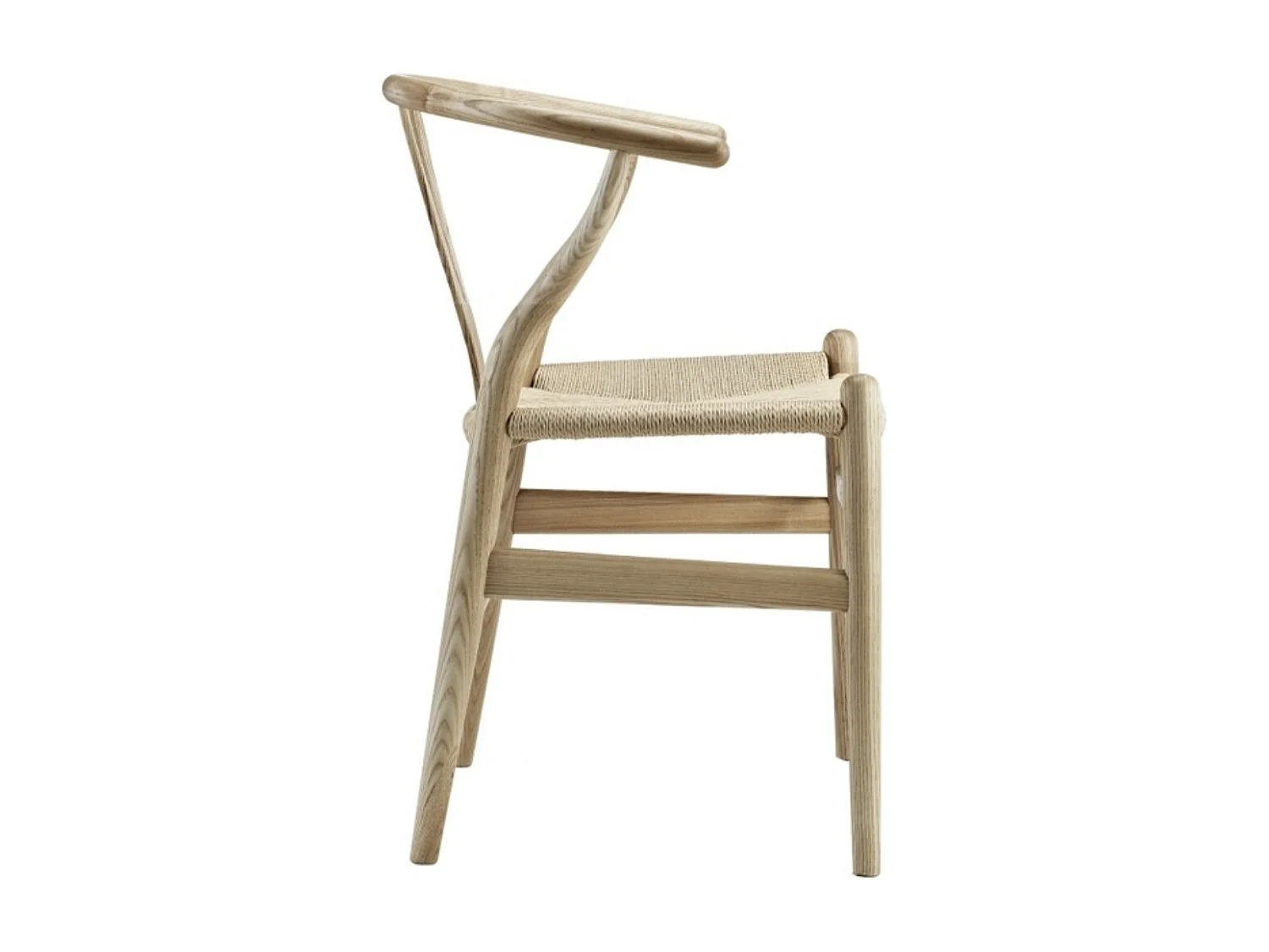 Chaise en frêne naturel et assise en corde en fibre naturelle Ponka