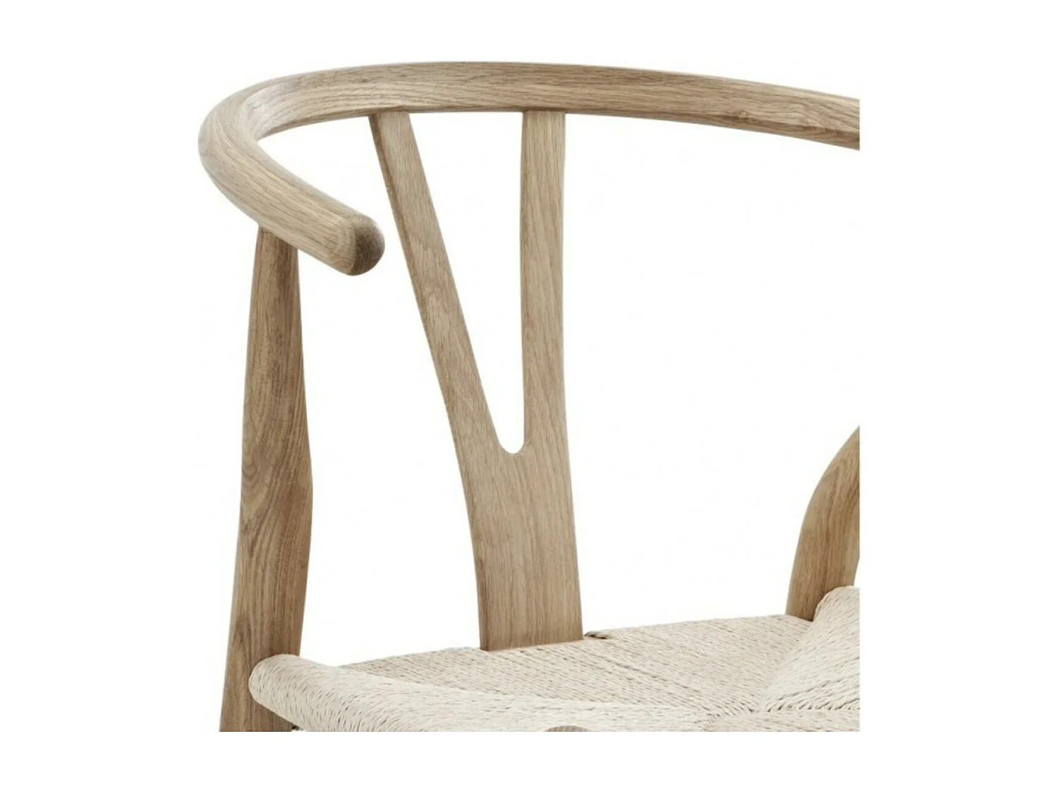 Chaise en frêne naturel et assise en corde en fibre naturelle Ponka