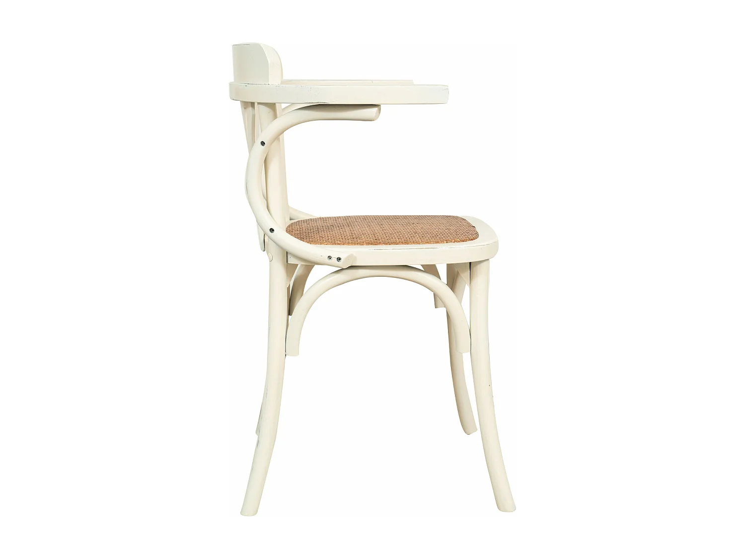 BISCOTTINI Fauteuil Harmonie – Bois de frêne massif avec finition blanche et assise en rotin viennois vintage - Bistro - Salon – 45 x 42 x 77 cm
