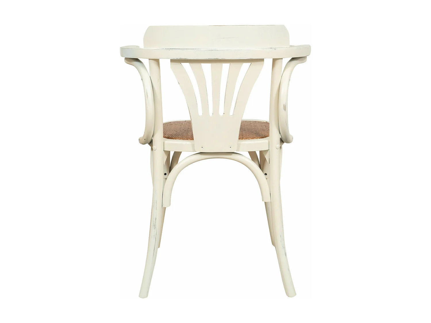 BISCOTTINI Fauteuil Harmonie – Bois de frêne massif avec finition blanche et assise en rotin viennois vintage - Bistro - Salon – 45 x 42 x 77 cm