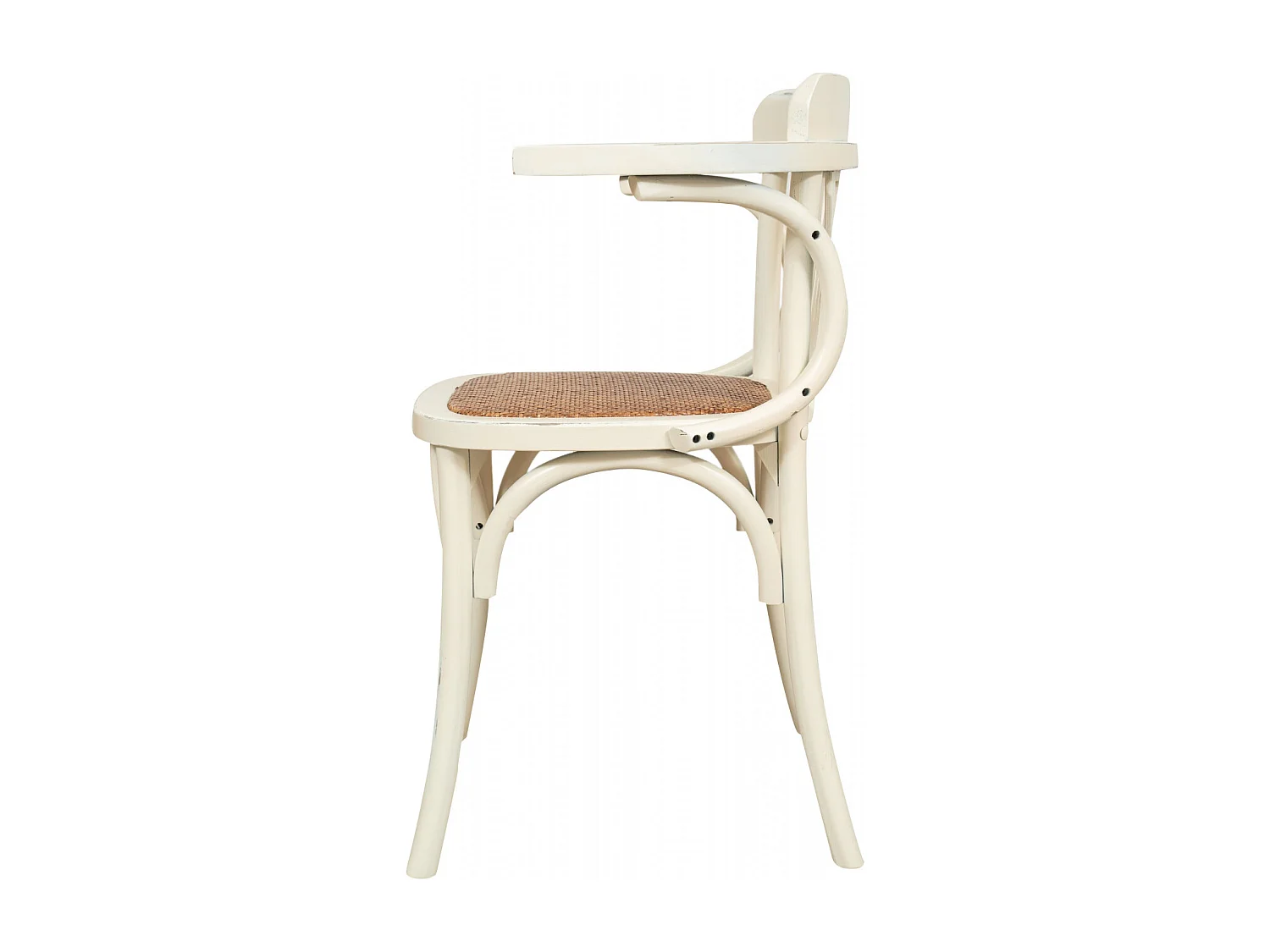 BISCOTTINI Fauteuil Harmonie – Bois de frêne massif avec finition blanche et assise en rotin viennois vintage - Bistro - Salon – 45 x 42 x 77 cm