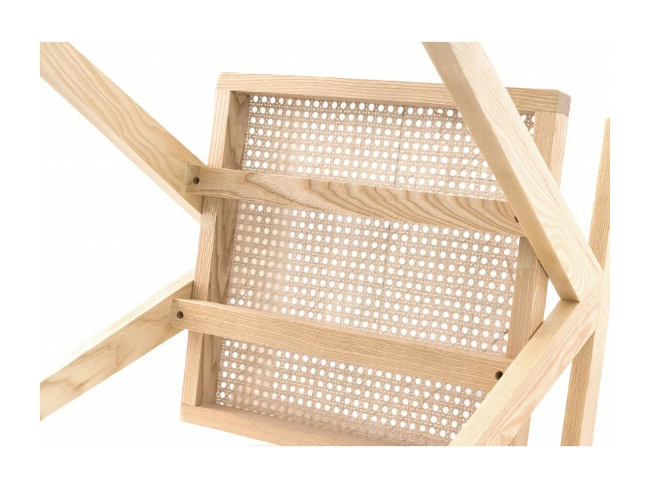 Chaise en bois de Frêne et rotin Landas - Style vintage avec accoudoirs-Couleur Naturel