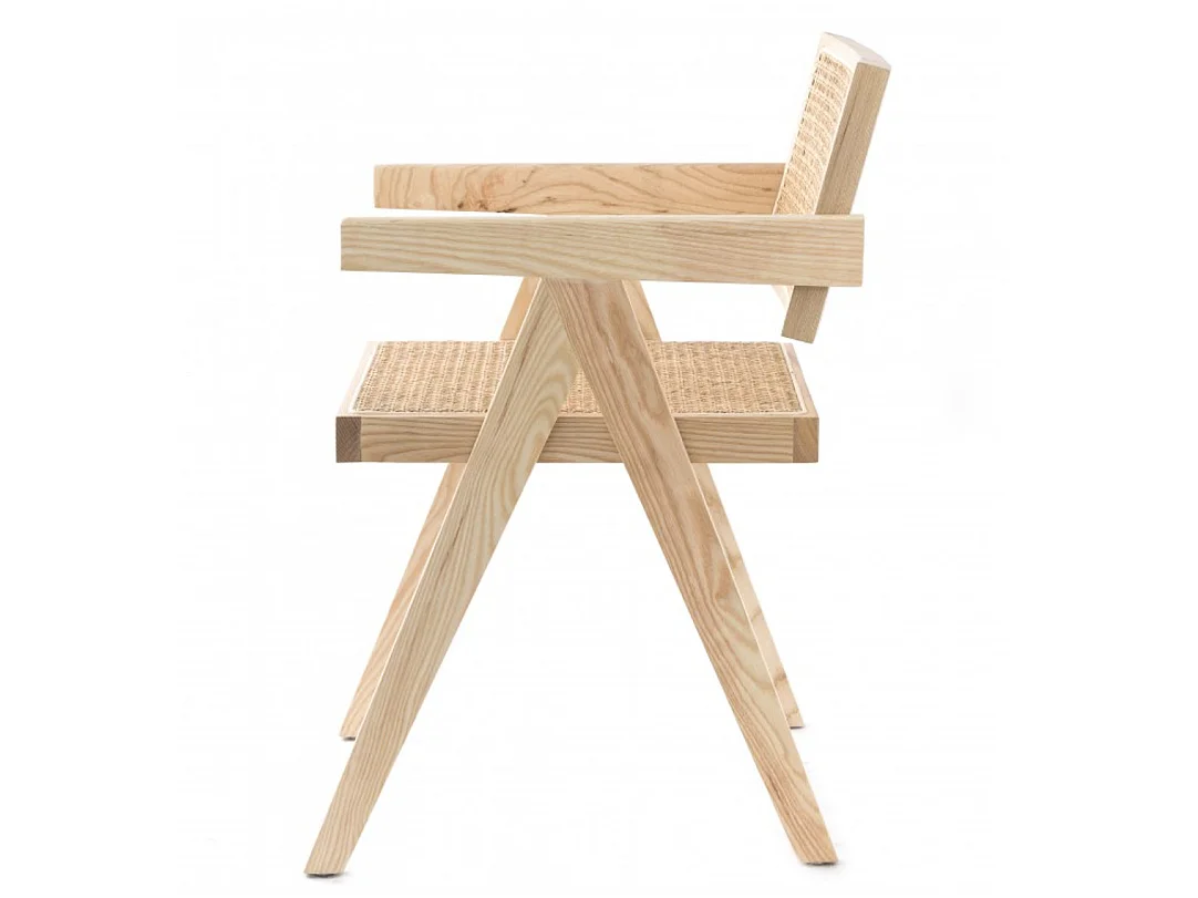 Fauteuil en bois de frêne et rotin LANDAS-Naturel