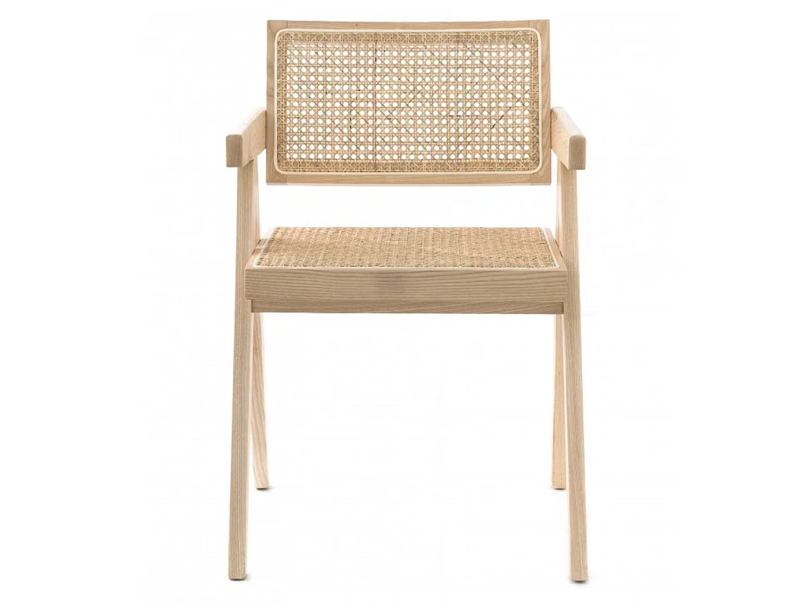Fauteuil en bois de frêne et rotin LANDAS-Naturel