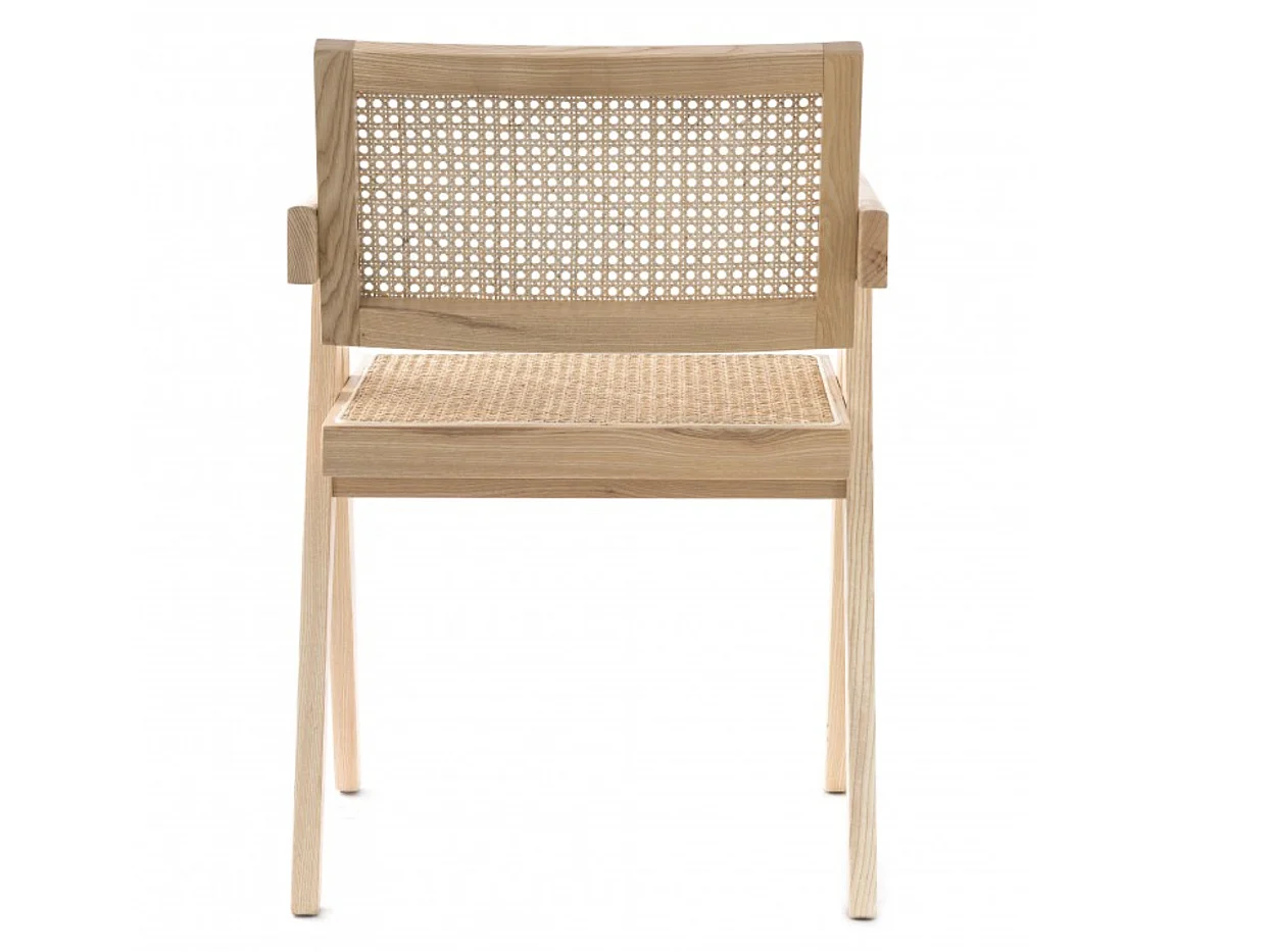 Fauteuil en bois de frêne et rotin LANDAS-Naturel