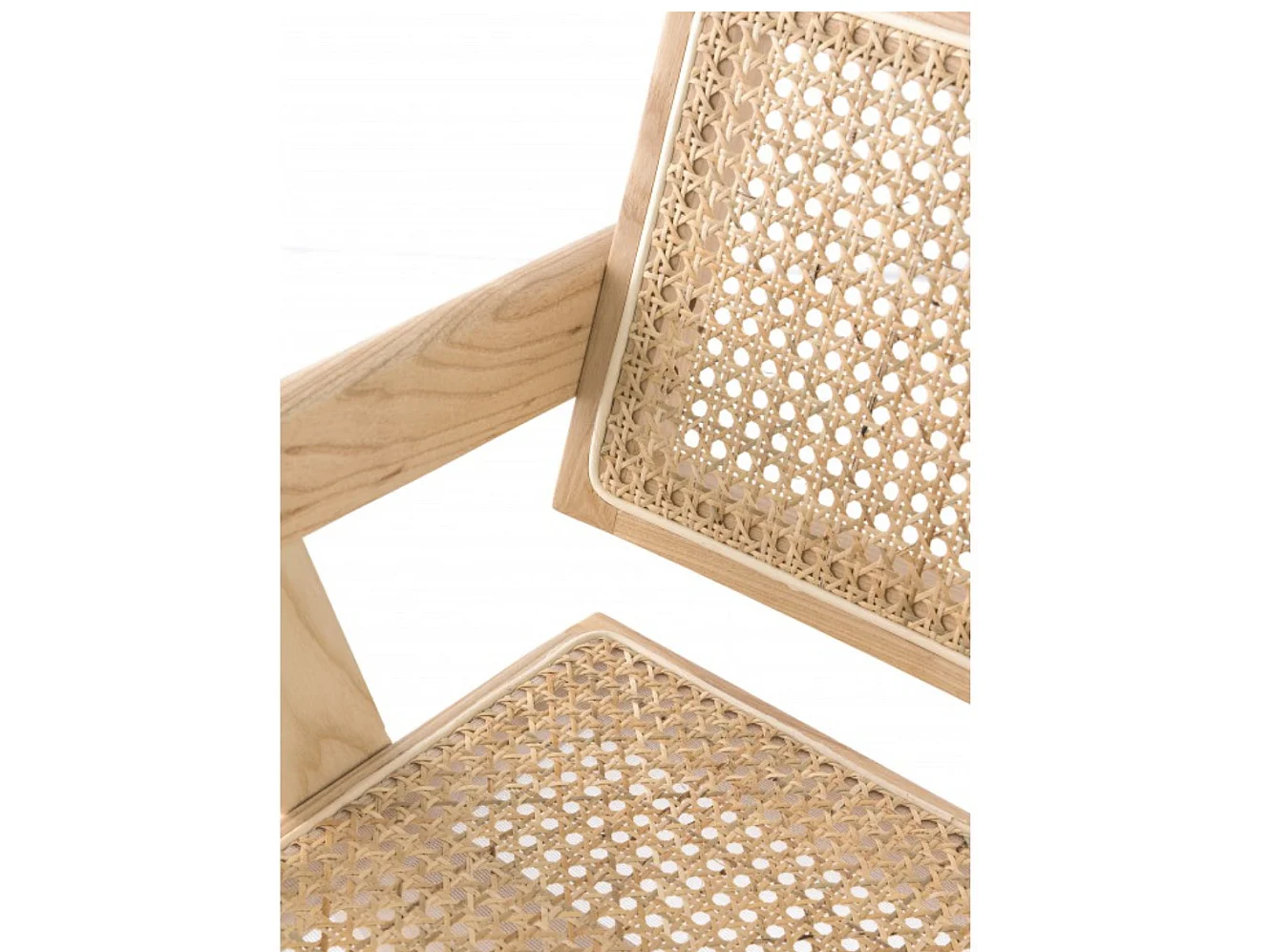 Fauteuil en bois de frêne et rotin LANDAS-Naturel