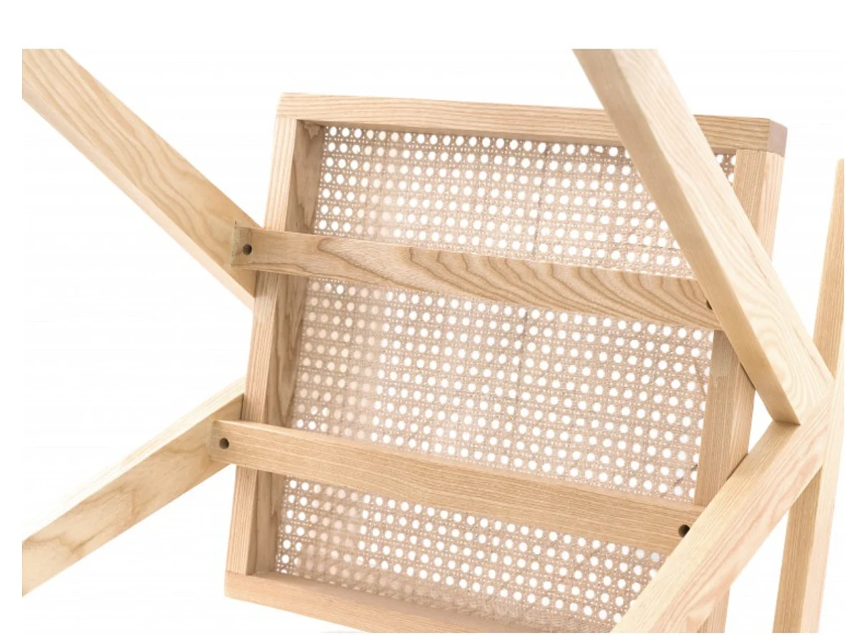 Fauteuil en bois de frêne et rotin LANDAS-Naturel