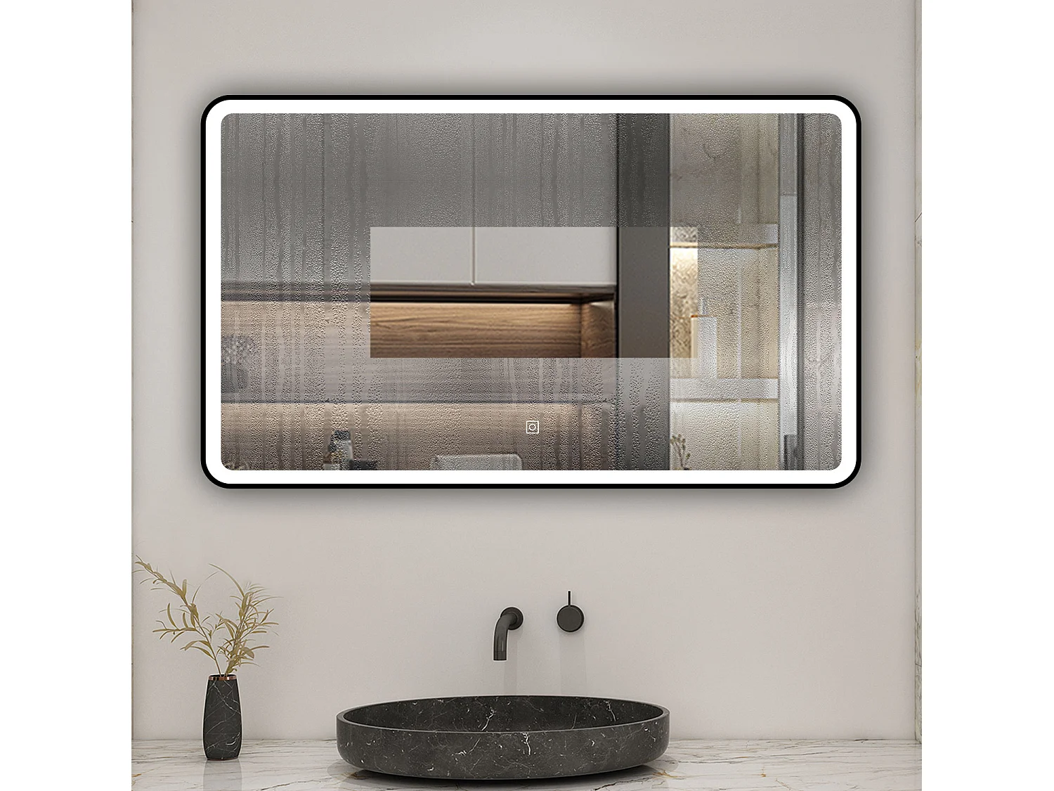 AICA Miroir lumineux 120x70 cm avec 3 couleurs + dimmable + anti-buée + mémoire, miroir salle de bain led