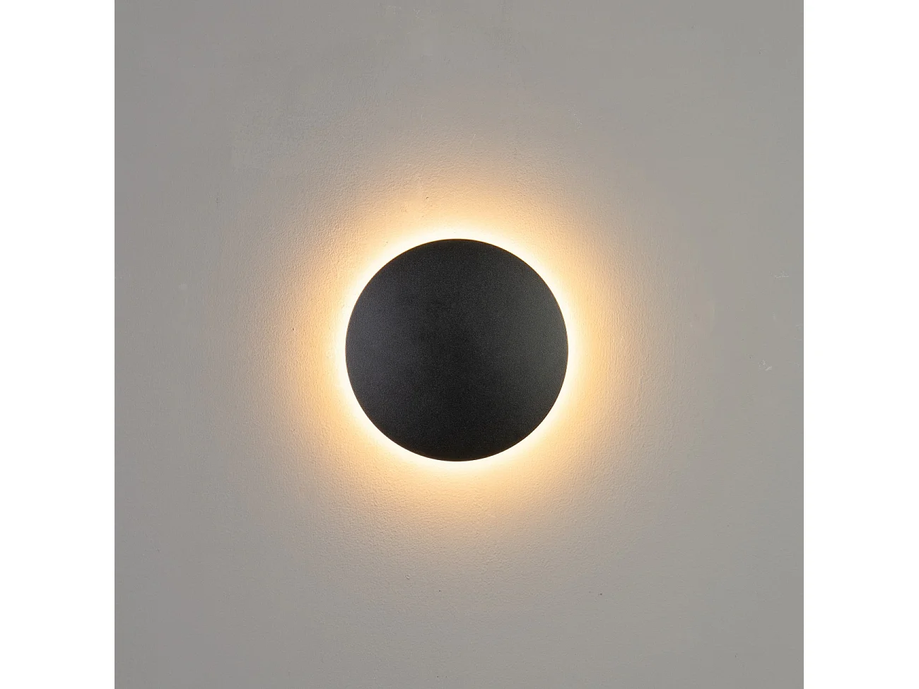 Éclairage mural noir LED D18 cm compatible avec variateur IP65 - Lunar