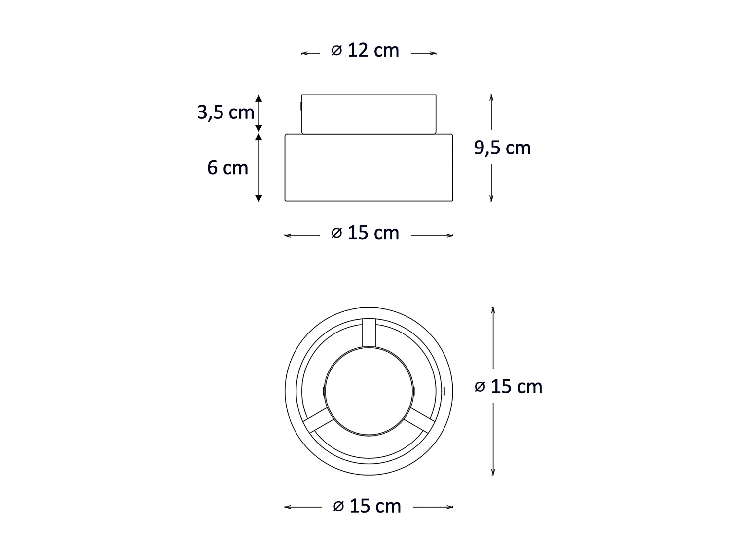 Plafonnier spot blanc IP20 15 cm LED dimmable - Prins