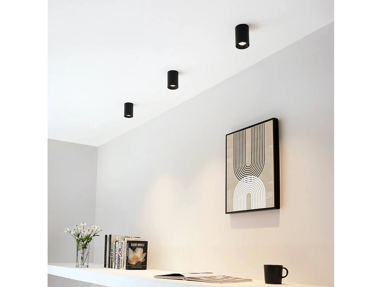 Plafonnier spot cylindrique noir LED - Ezzio