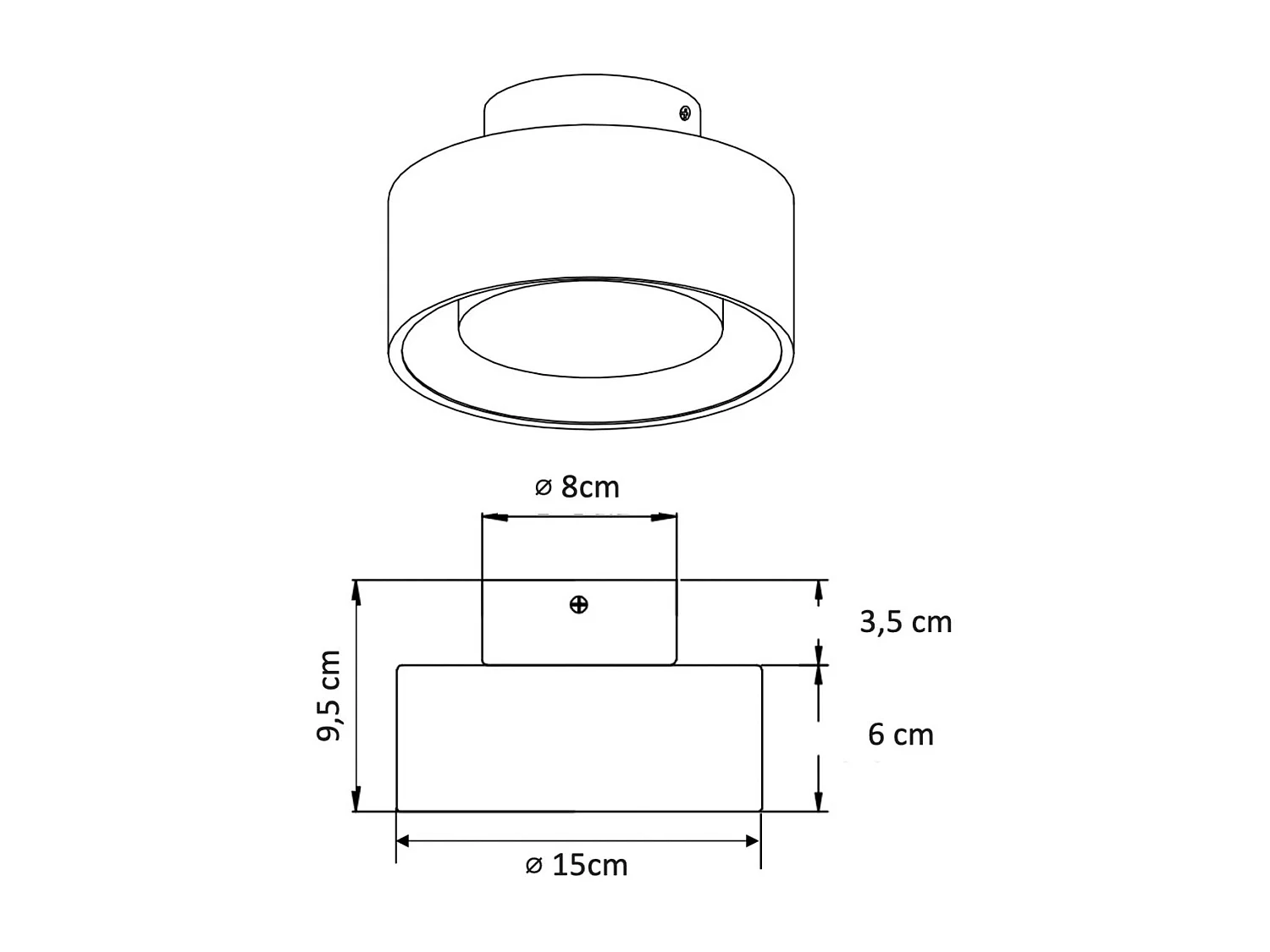 Plafonnier spot noir IP20 15 cm - Prins