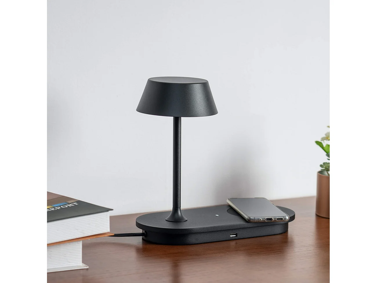 Lampe à poser LED avec chargeur portable sans fil - Fabro