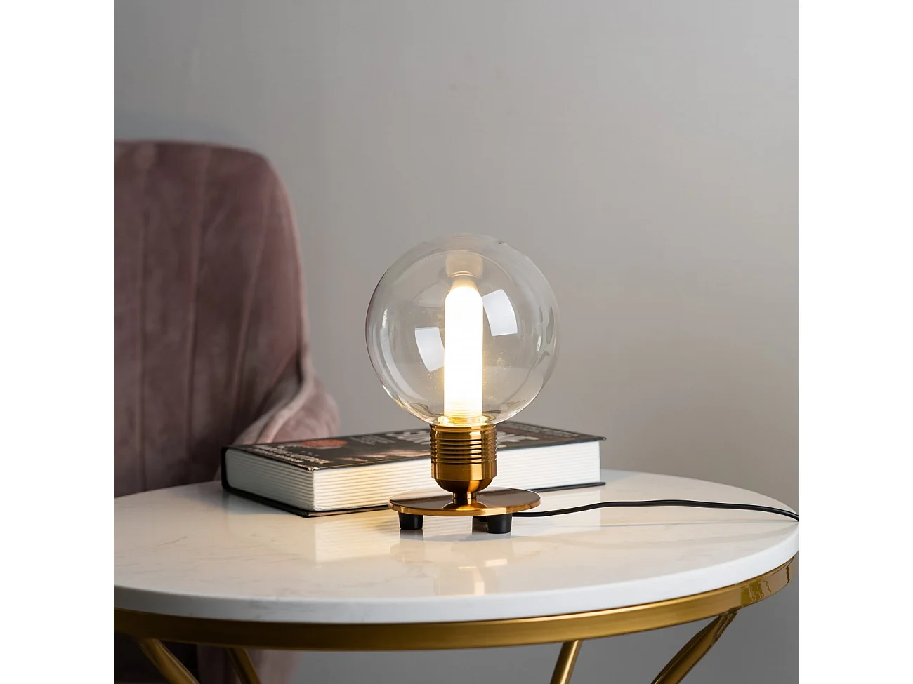 Lampe de chevet vintage dorée en verre - Giani