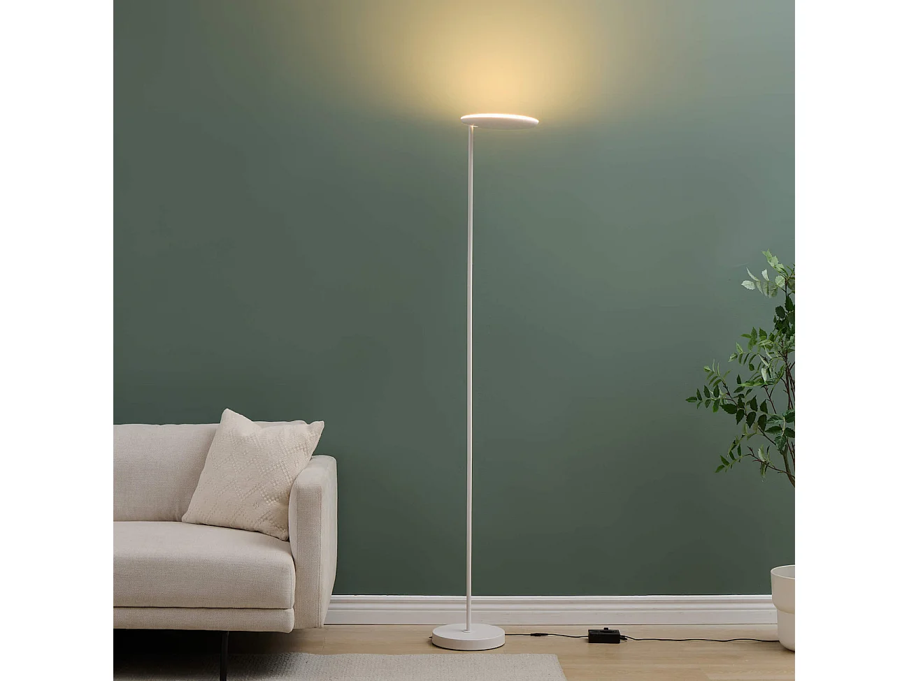 Lampadaire blanc design épuré tête orientable dimmable - Kalena