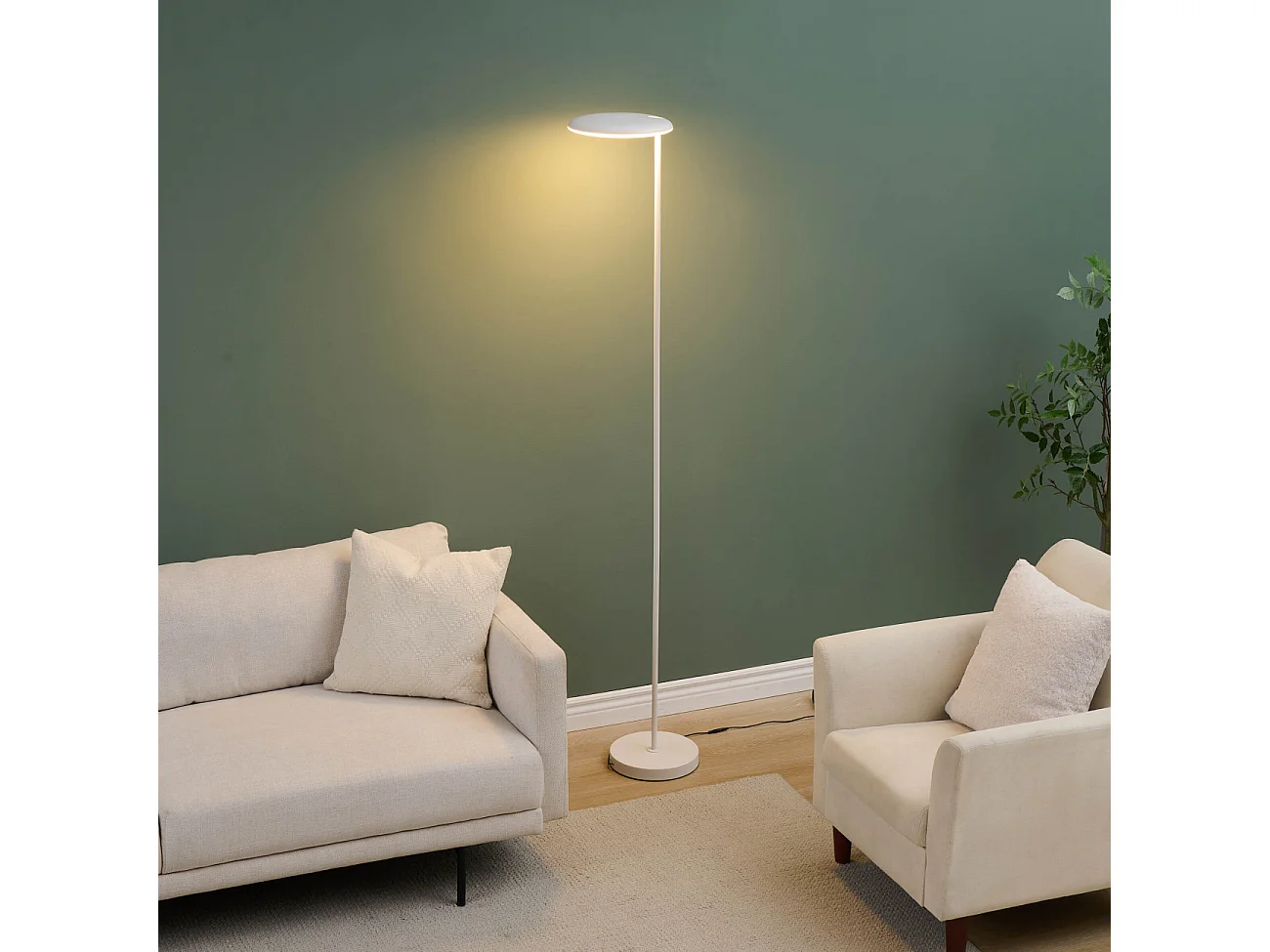 Lampadaire blanc design épuré tête orientable dimmable - Kalena