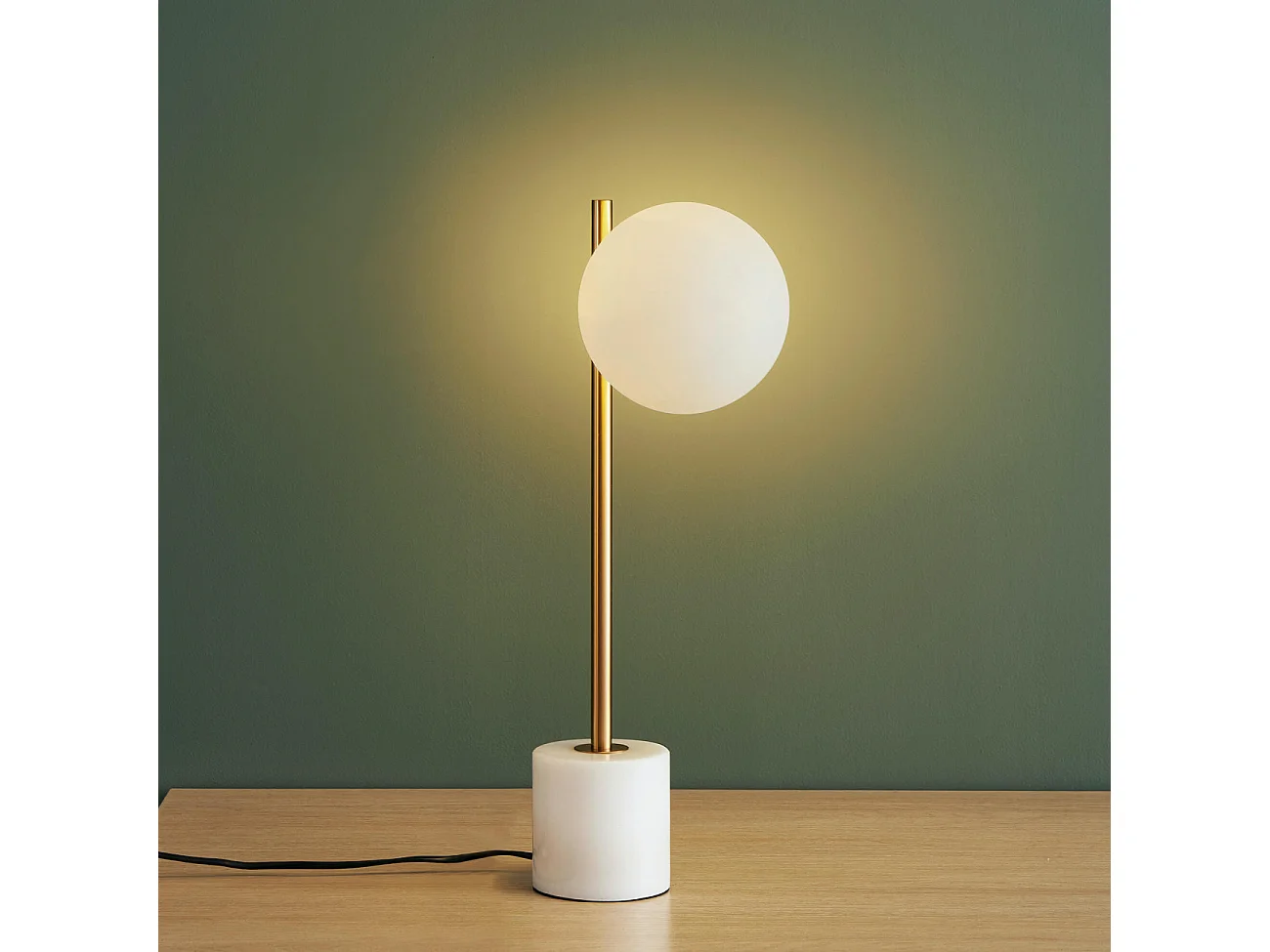 Lampe à poser marbre et verre blanc - Estrela