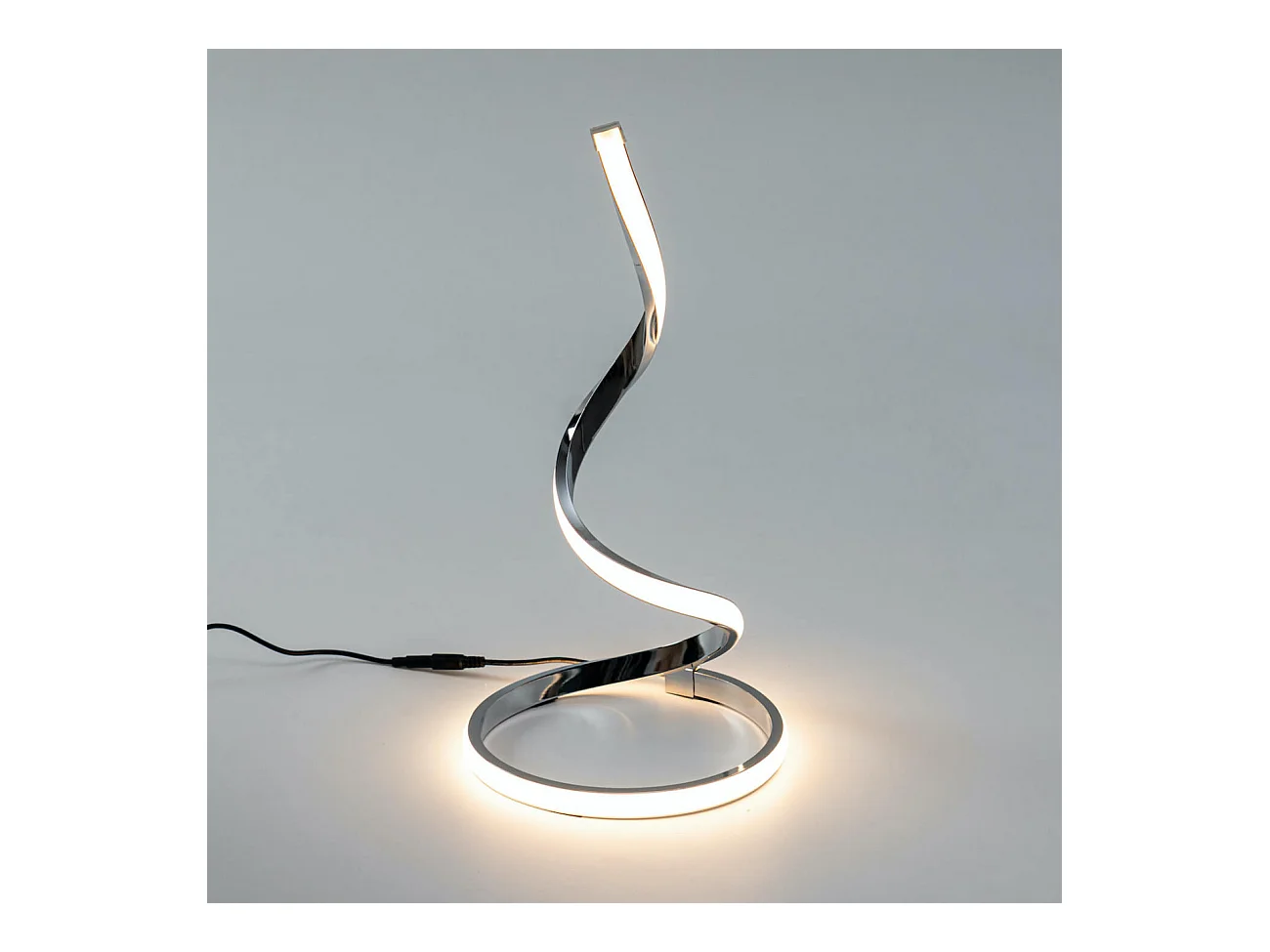 Lampe à poser chromée LED spirale - Jara