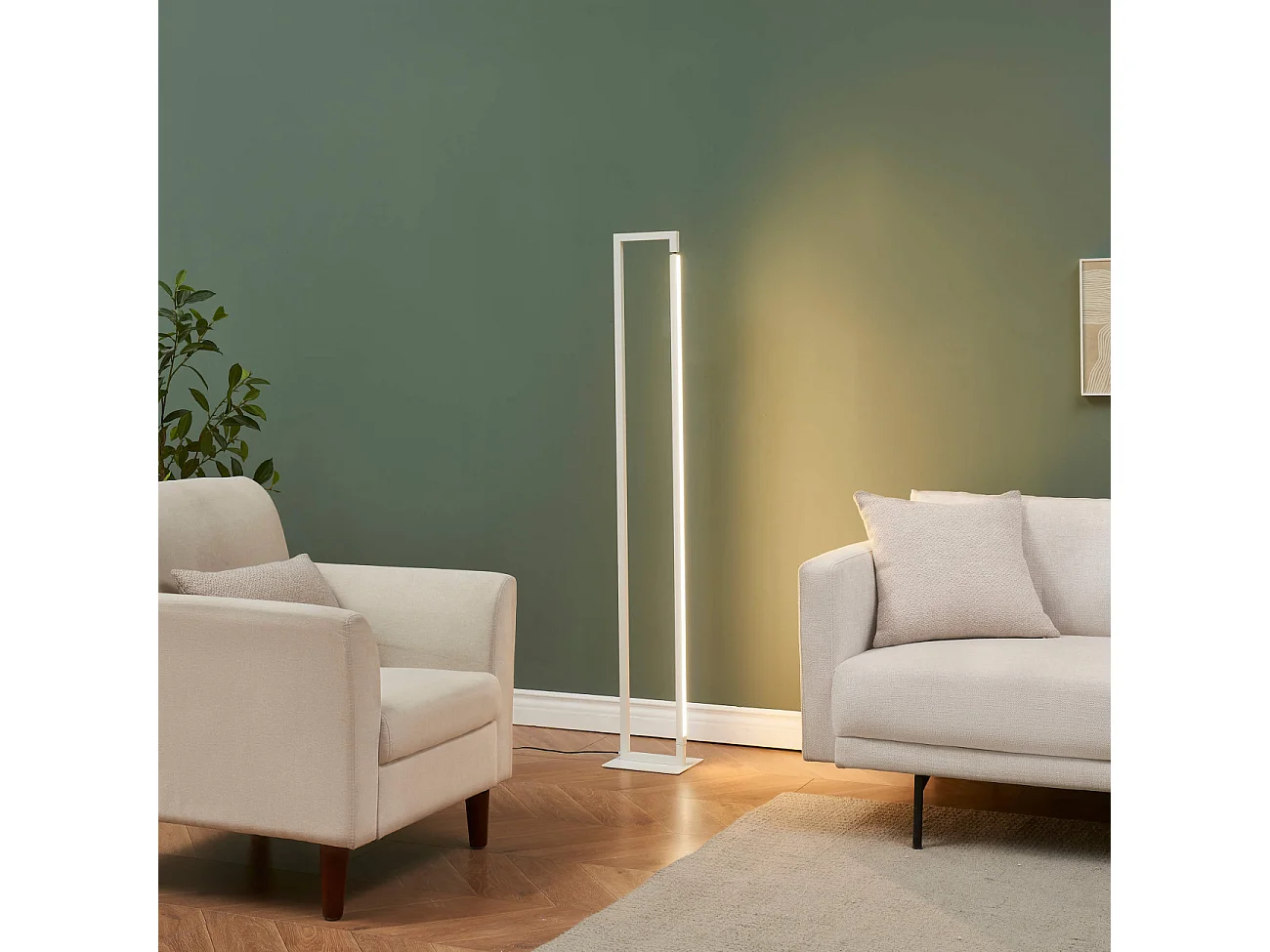 Lampadaire blanc avec pied pivotant variateur intégré 140 cm - Laka