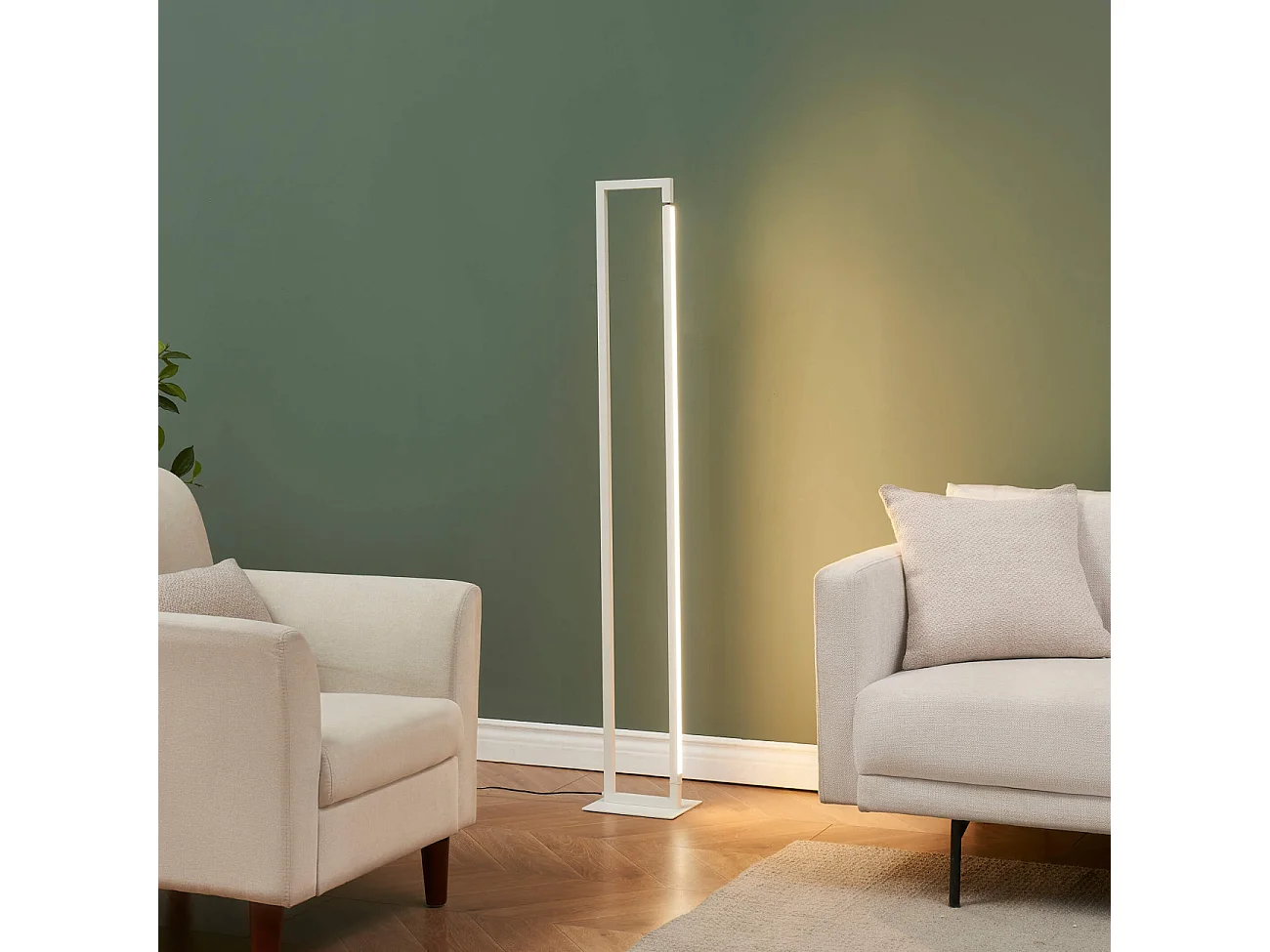 Lampadaire blanc avec pied pivotant variateur intégré 140 cm - Laka