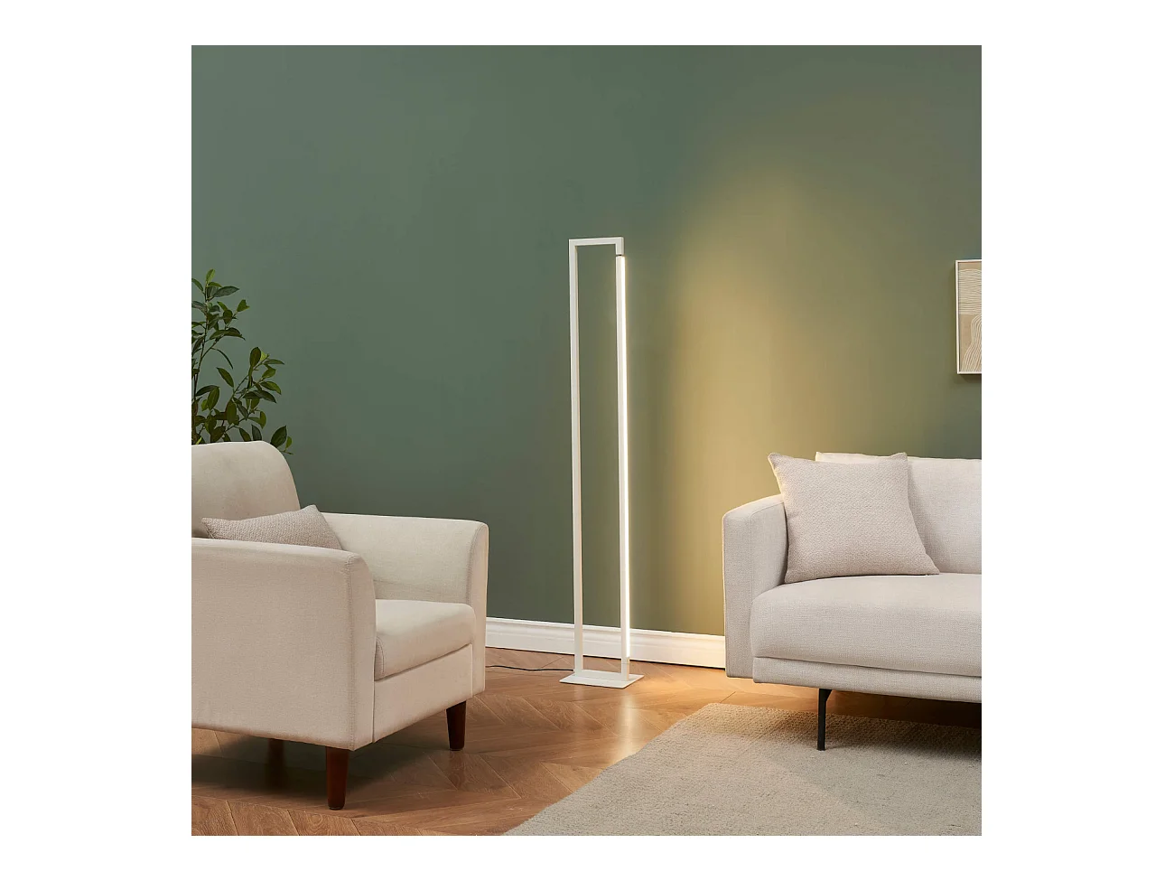 Lampadaire blanc avec pied pivotant variateur intégré 140 cm - Laka