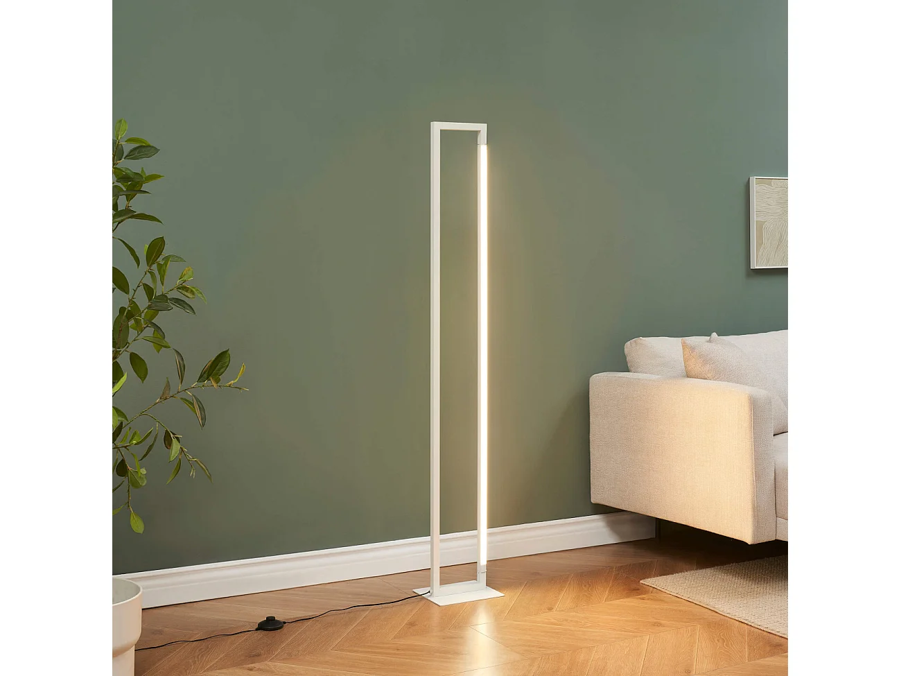 Lampadaire blanc avec pied pivotant variateur intégré 140 cm - Laka