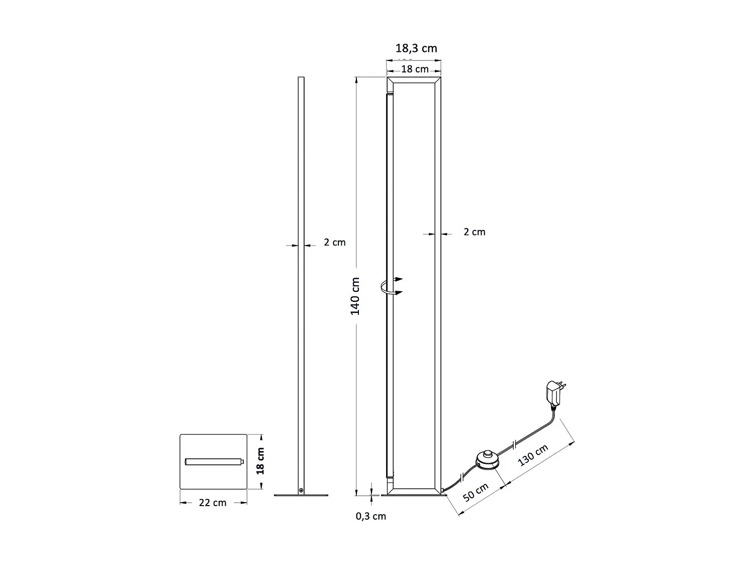 Lampadaire blanc avec pied pivotant variateur intégré 140 cm - Laka