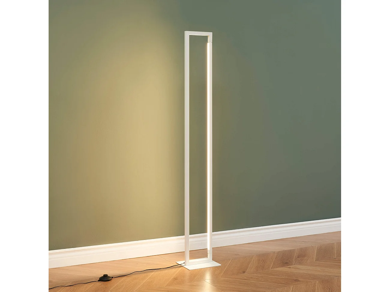 Lampadaire blanc avec pied pivotant variateur intégré 140 cm - Laka